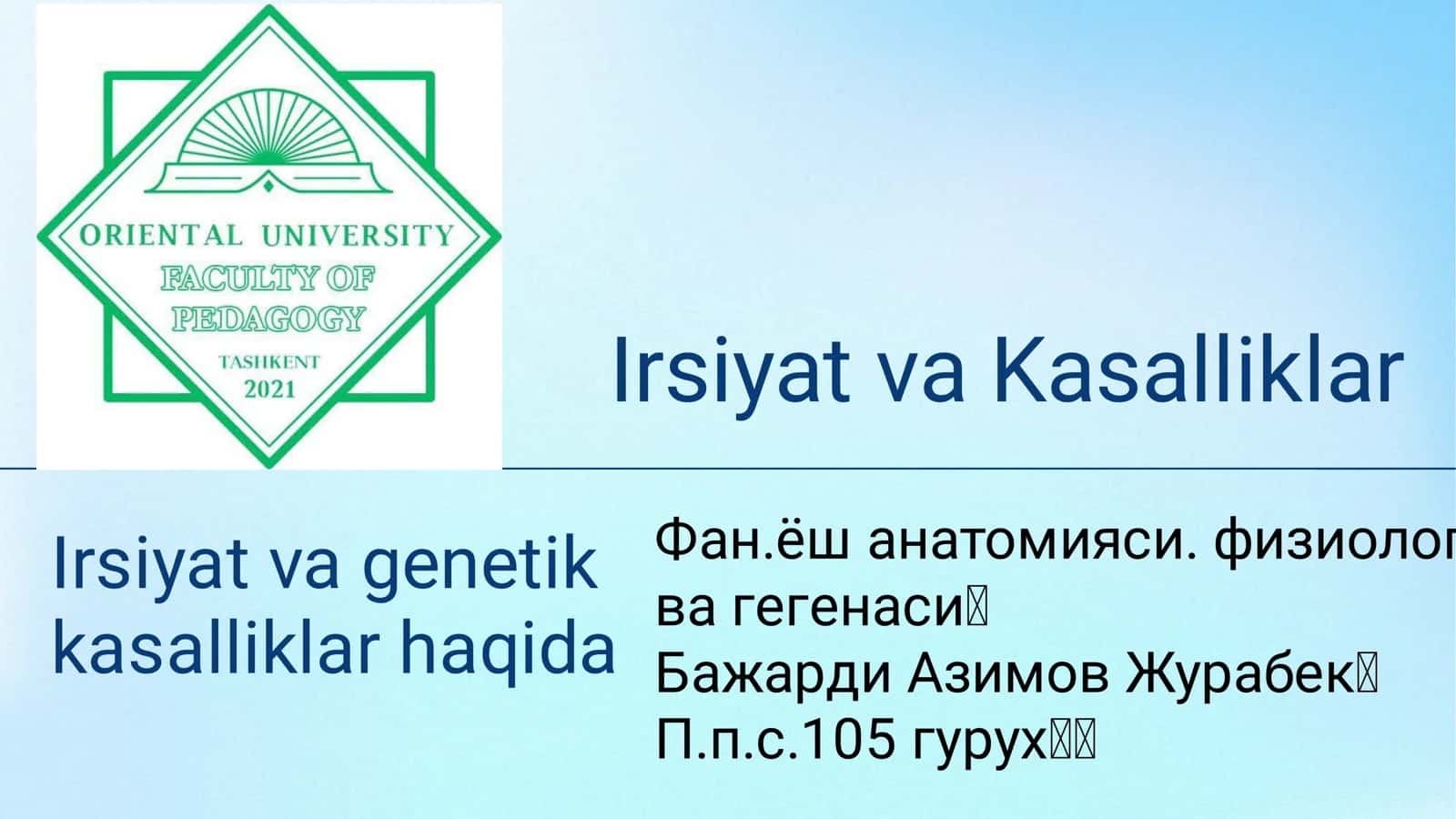 Irsiyat va Kasalliklar