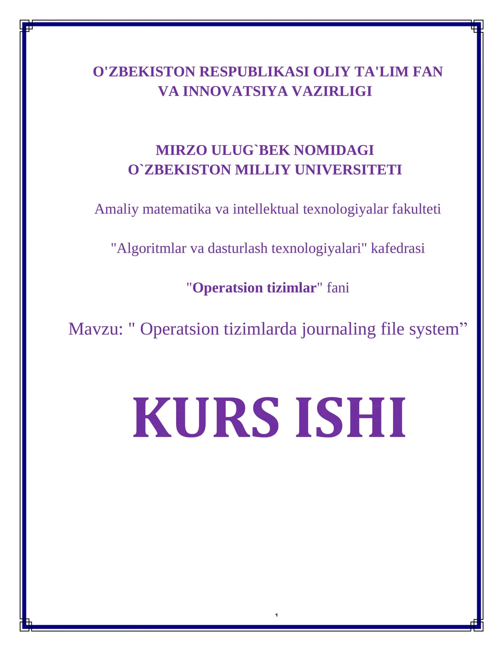 Operatsion tizimlarda journaling file system