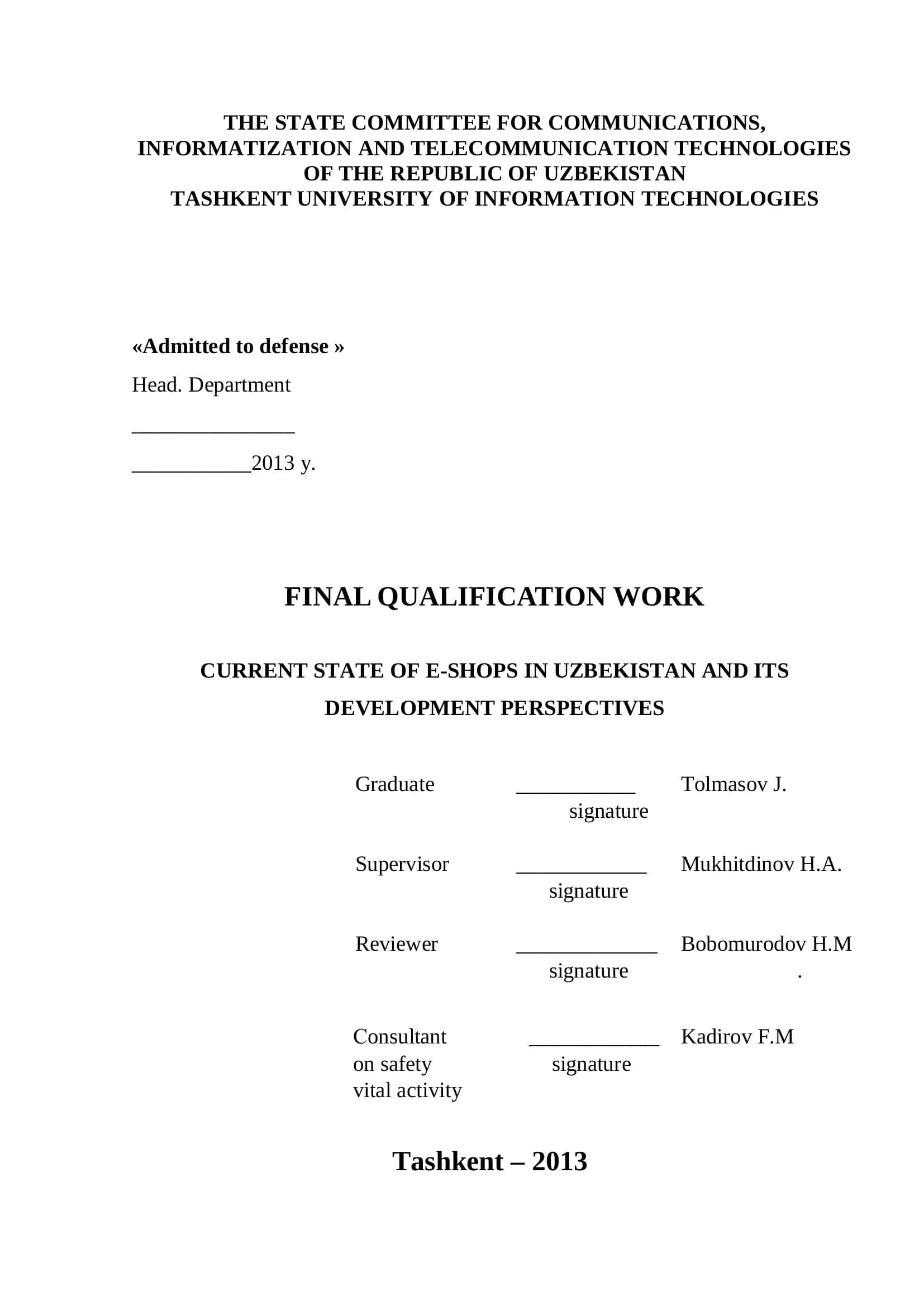 Admitted to defense