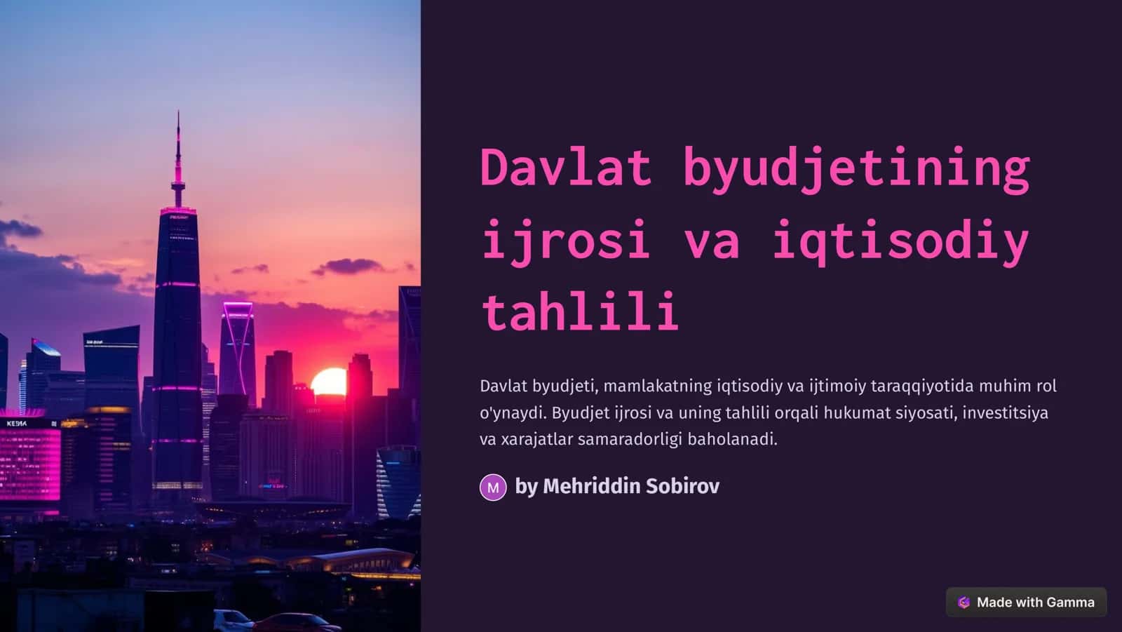 Davlat byudjetining ijrosi va iqtisodiy tahlili