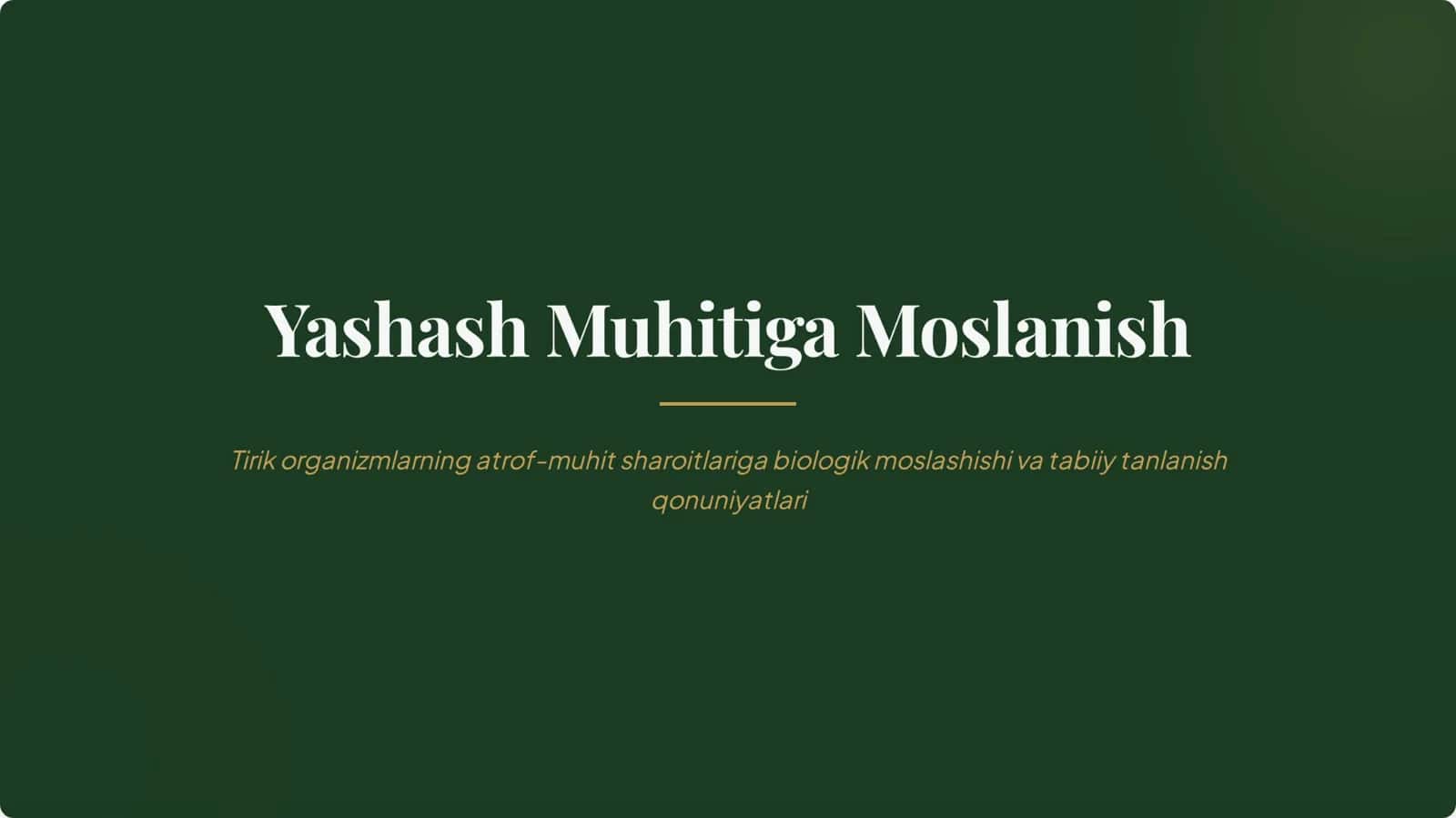 yashash muhitiga moslanish