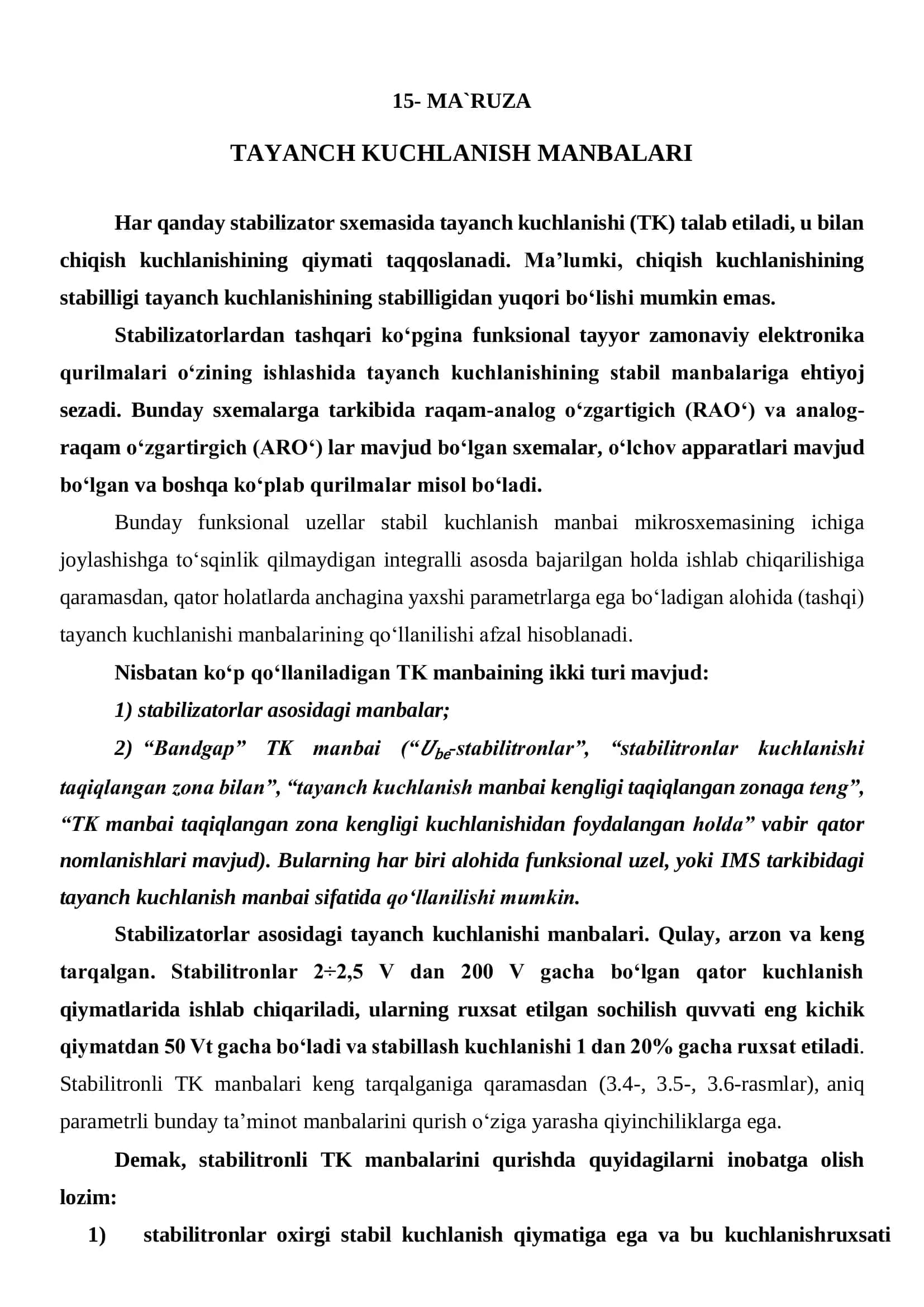 Tayanch Kuchlanish Manbalar