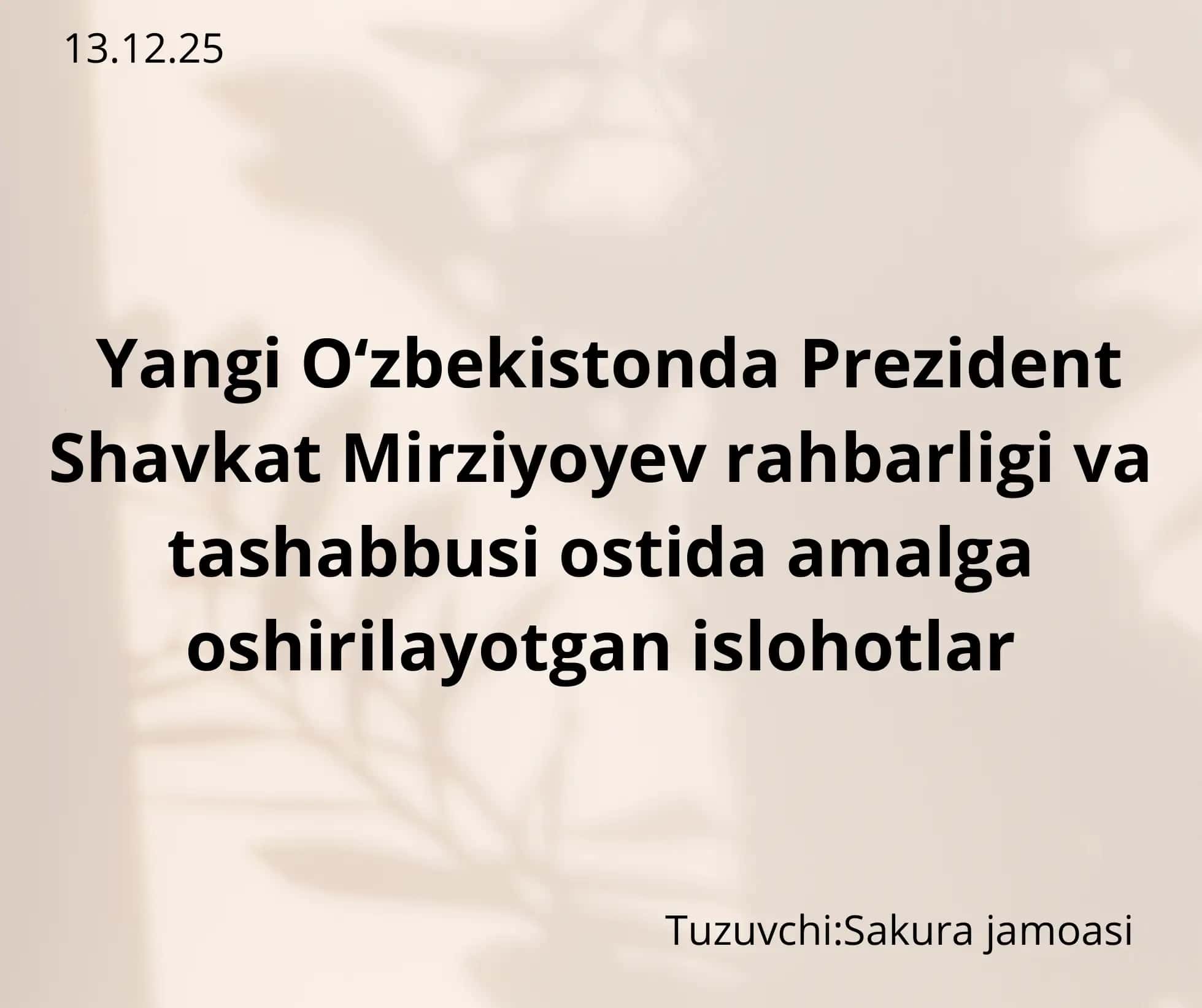 Yangilayotgan O‘zbekiston: milliy tiklanishdan milliy yuksalish sari