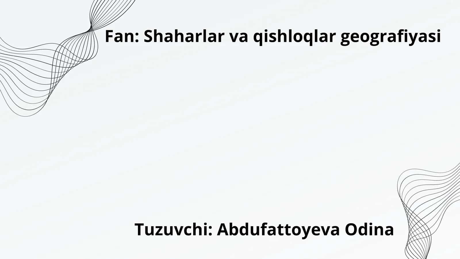 Shaharlar va qishloqlar geografiyasi