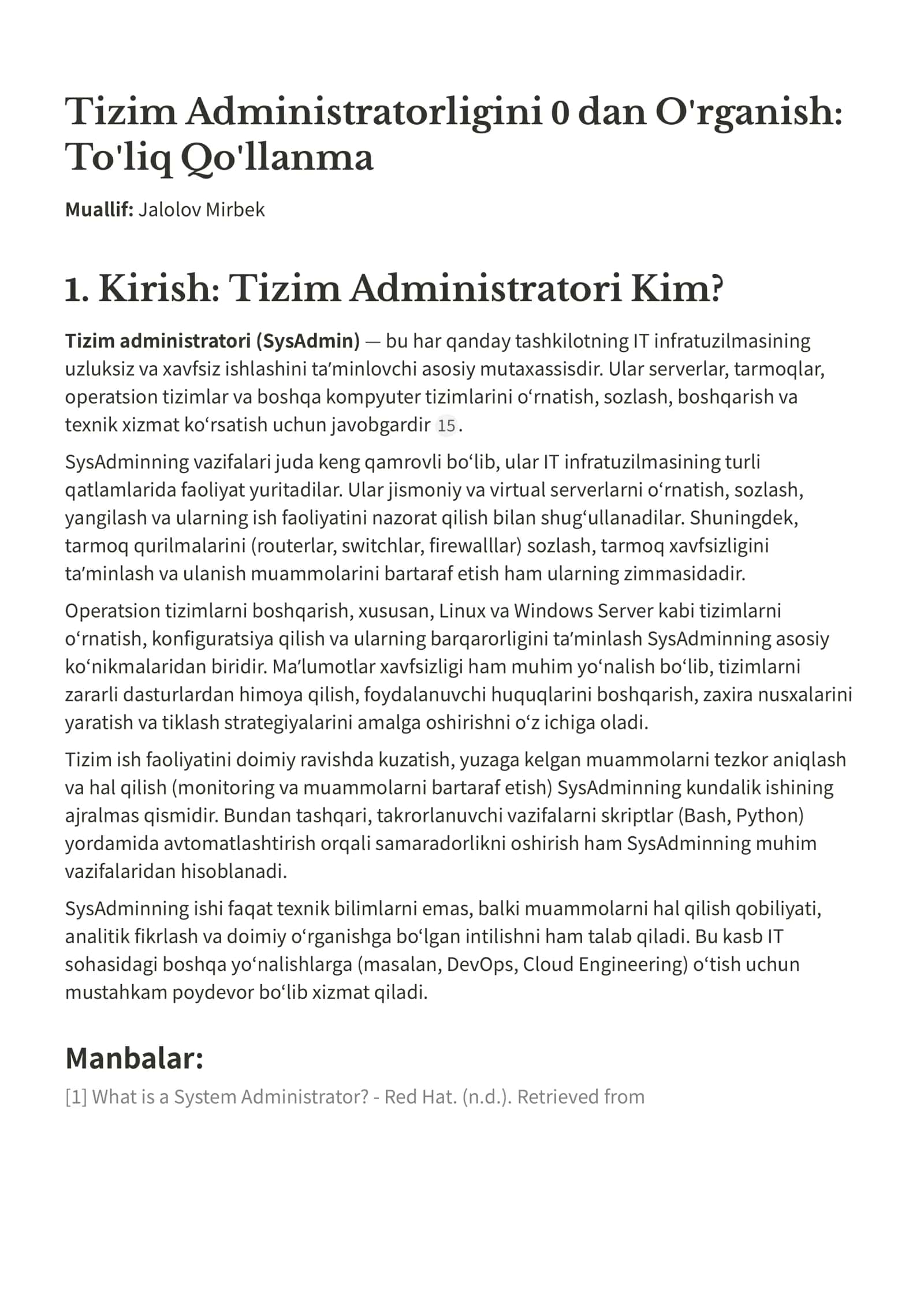 Tizim Administratorligini 0 dan O'rganish: To'liq Qo'llanma