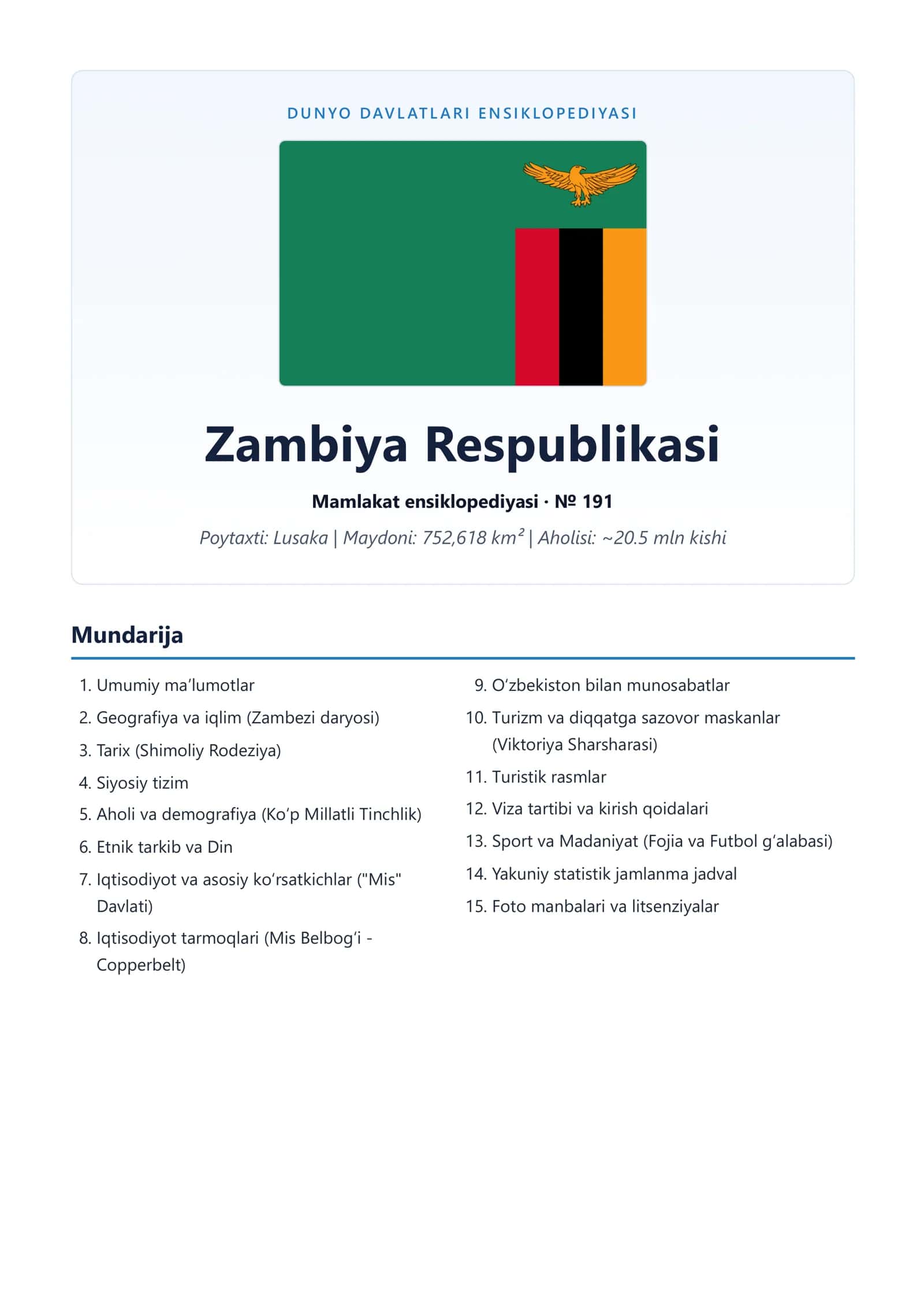 Zambiya Respublikasi Mamlakat ensiklopediyasi