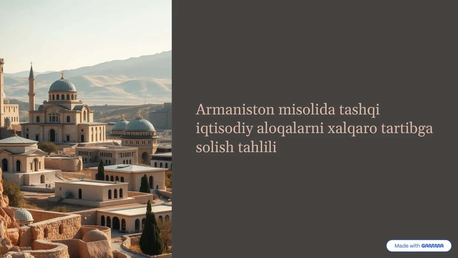 Armaniston misolida tashqi iqtisodiy aloqalarni xalqaro tartibga solish tahlili