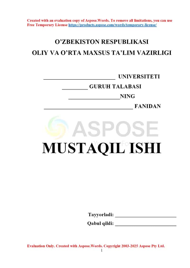 Yurak ishemik kasalliklari bo‘yicha mustaqil ish