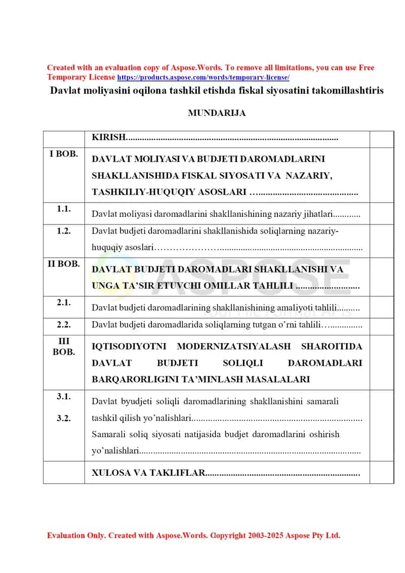 Davlat moliyasini oqilona tashkil etishda fiskal siyosatini takomillashtiris