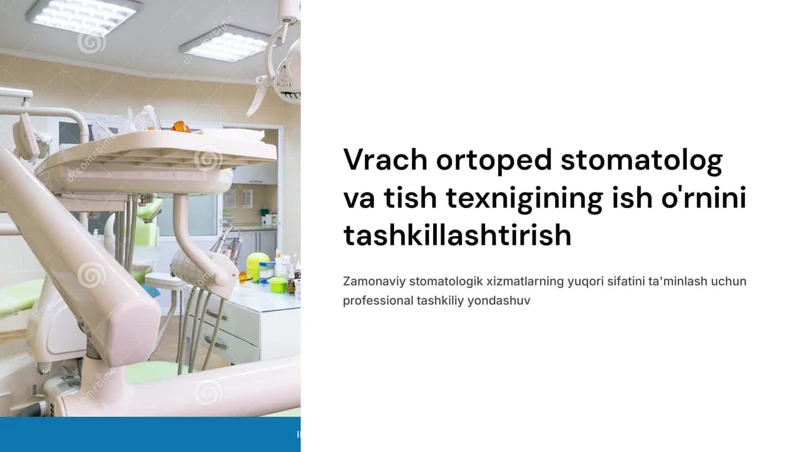 Vrach ortoped stomatolog va Tish texnigining ish o‘rnini tashkillashtirish.
