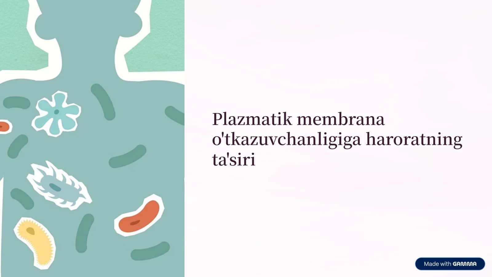 Plazmatik membrana o'tkazuvchanligiga haroratning ta'siri