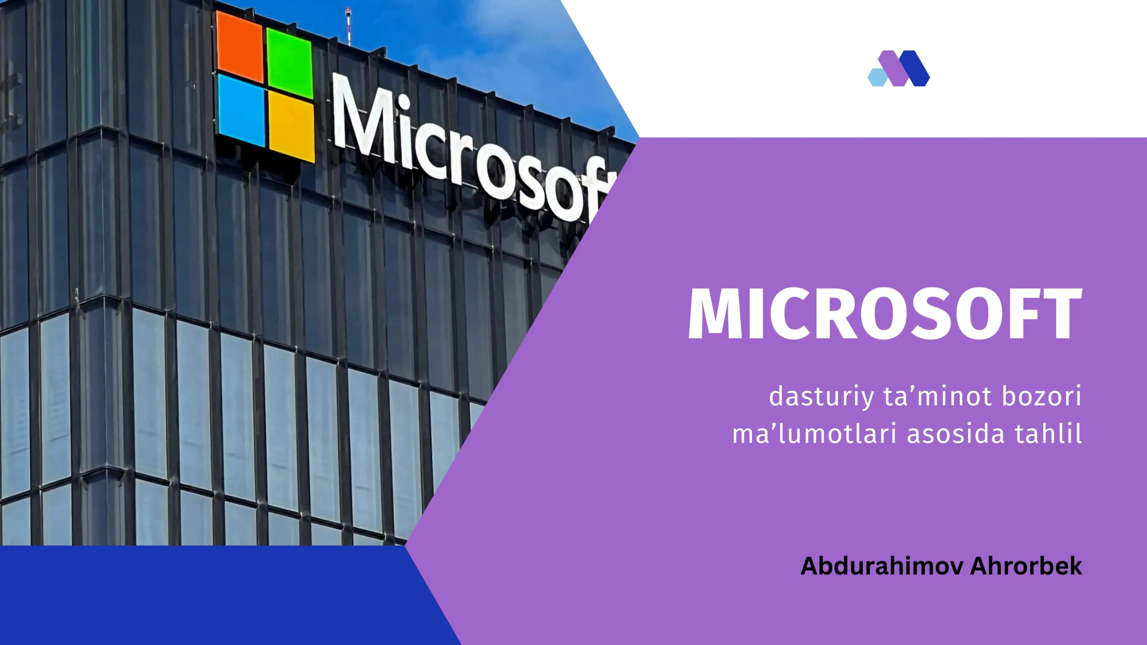 Microsoft kompaniyasi. Dasturiy taminot bozori