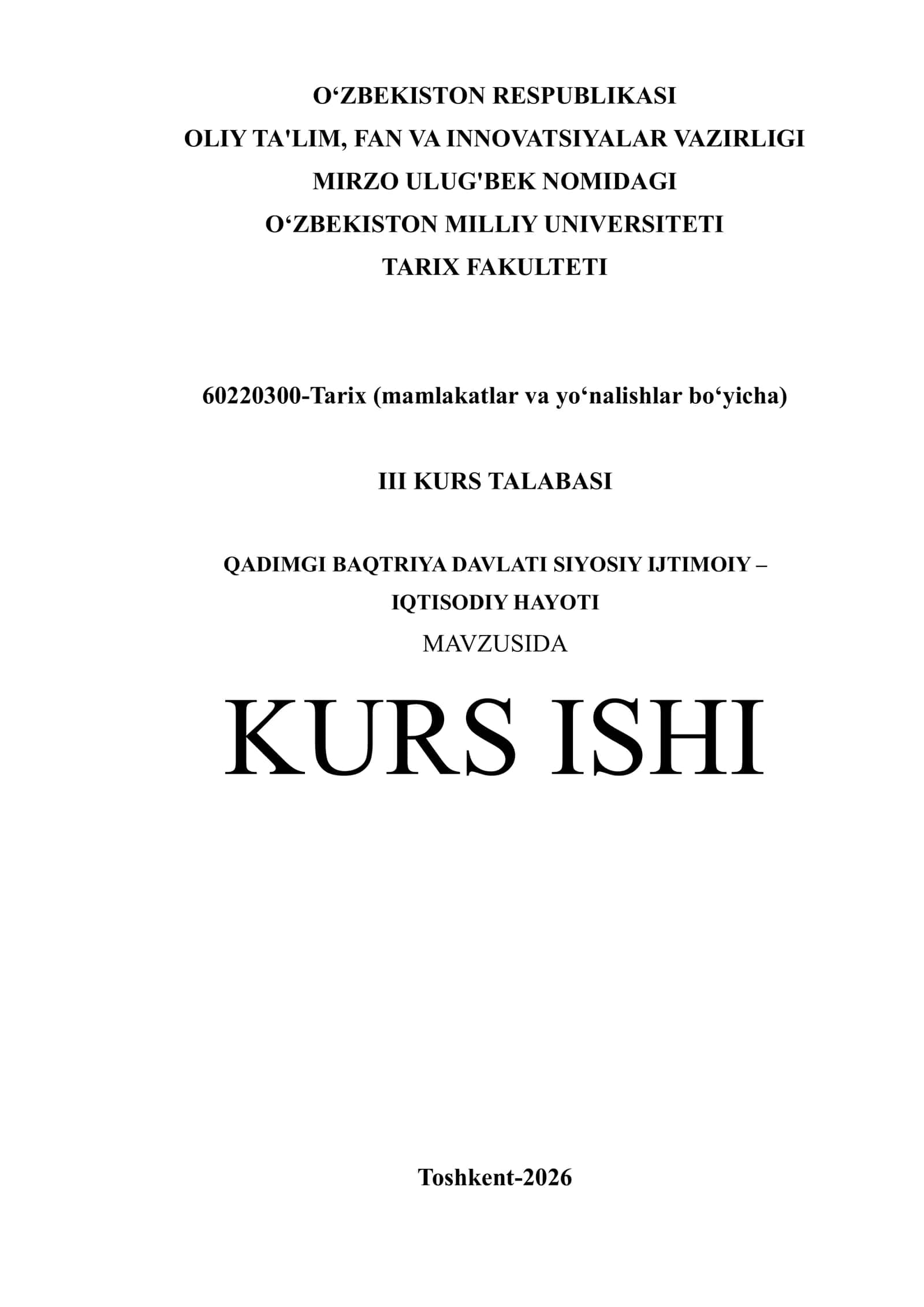 QADIMGI BAQTRIYA DAVLATI SIYOSIY IJTIMOIY – IQTISODIY HAYOTI