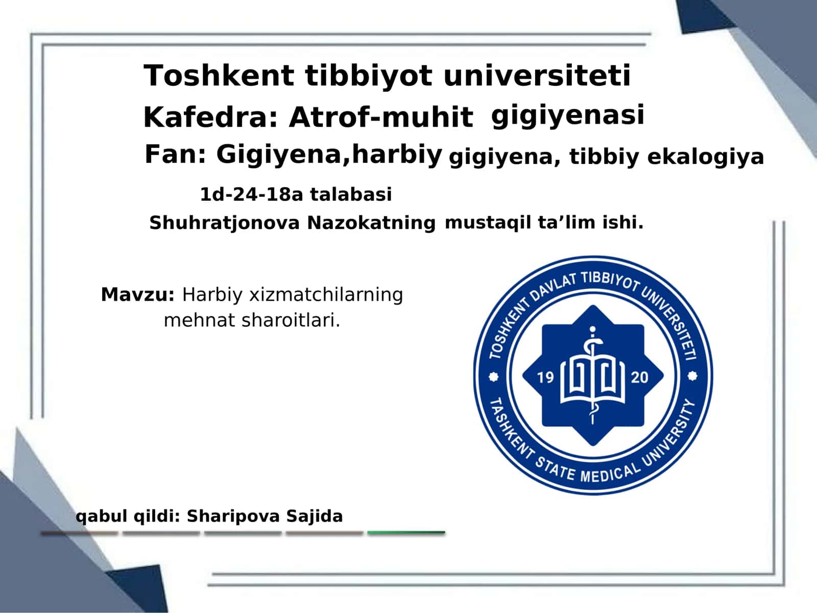 Harbiy xizmatchilarning mehnat sharoitlari