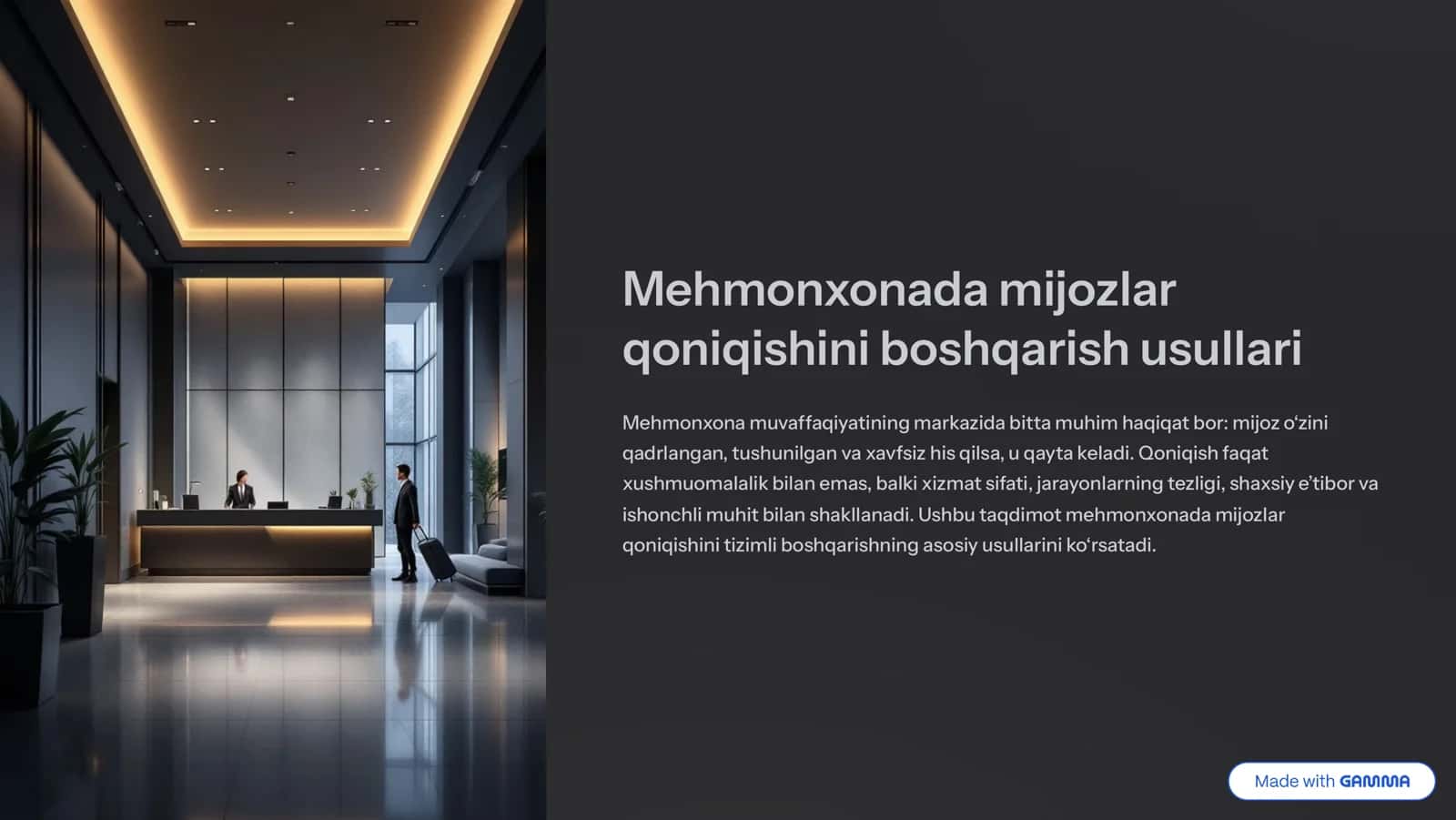 Mehmonxonada mijozlar qoniqishini boshqarish usullari