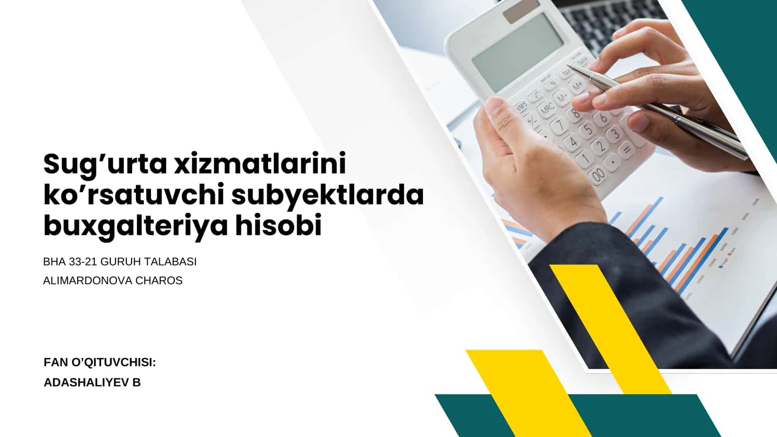Sug‘urta xizmatlari va buxgalteriya hisobi