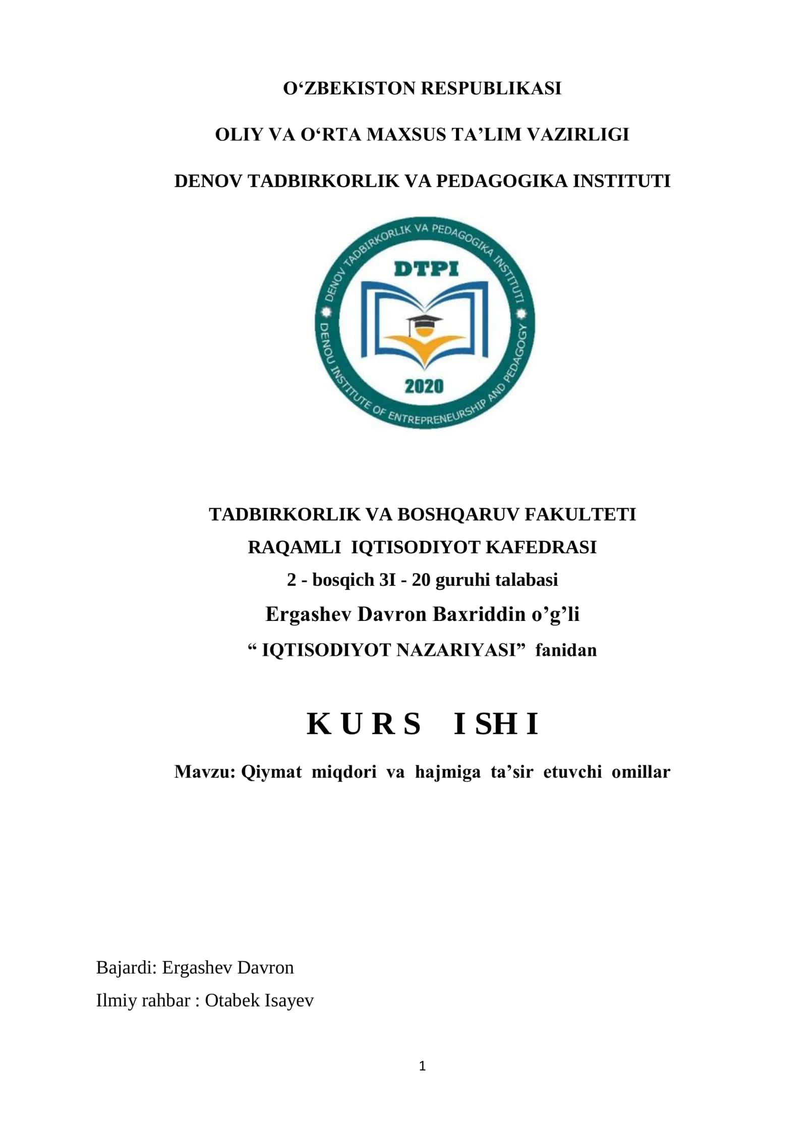 Qiymat miqdori va hajmiga ta’sir etuvchi omillar