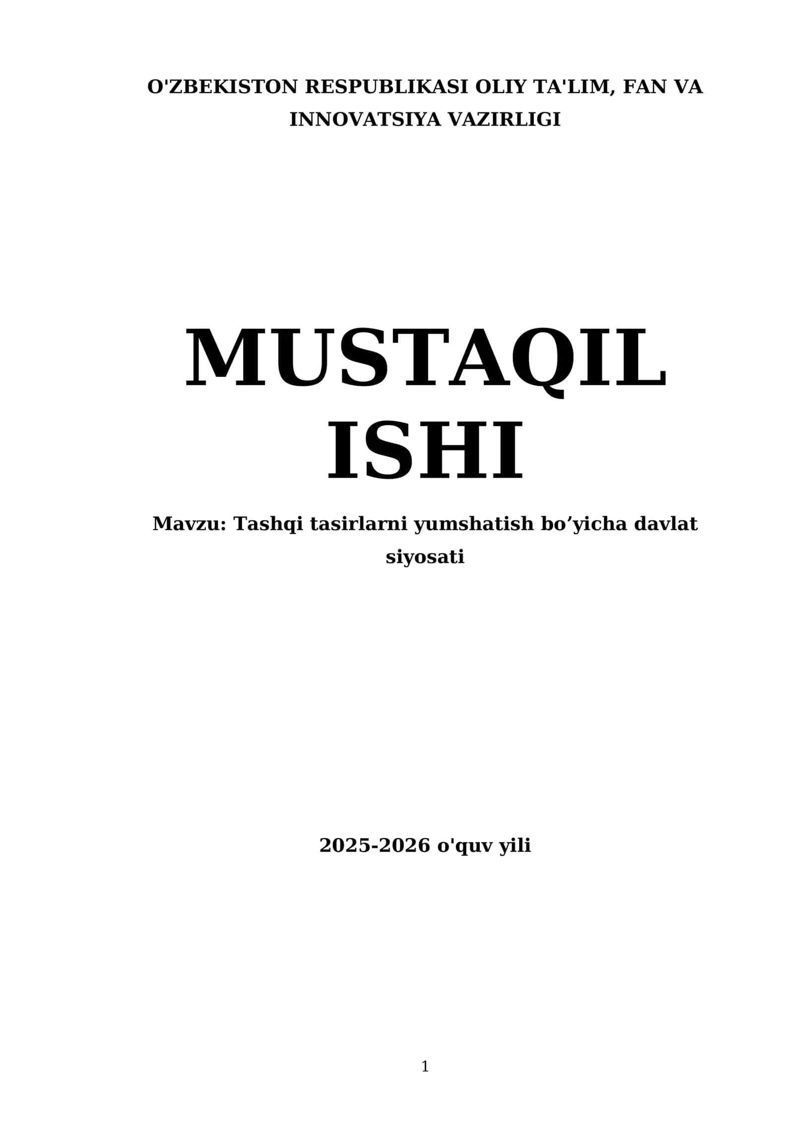 Tashqi tasirlarni yumshatish boʼyicha davlat siyosati