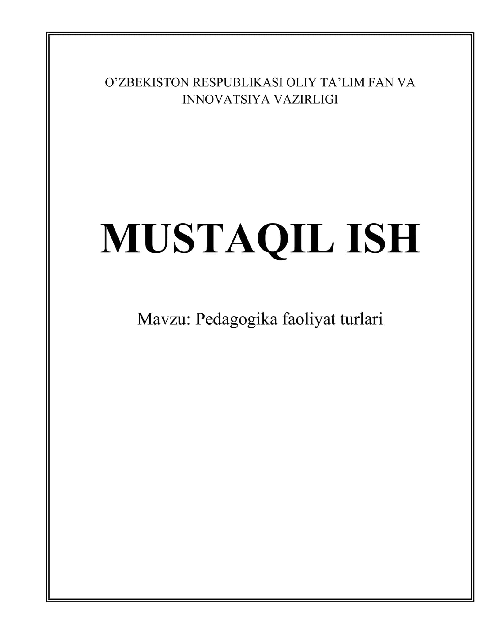 Pedagogika faoliyat turlari