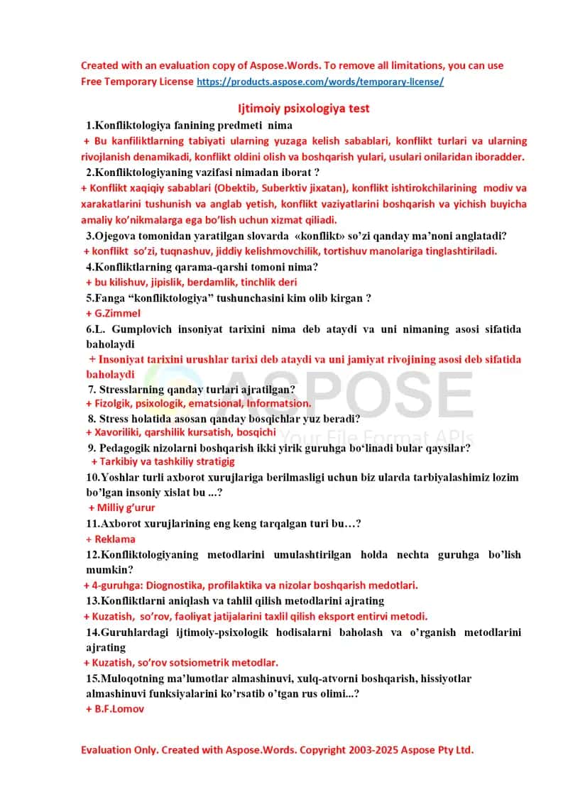 Ijtimoiy psixologiya test