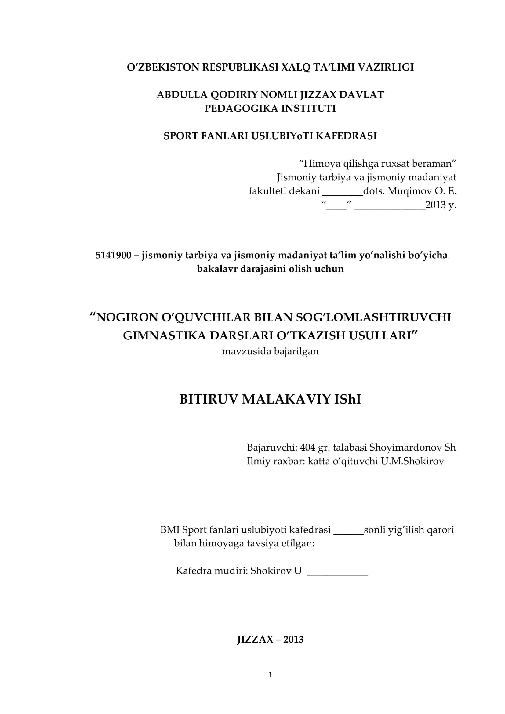 NOGIRON O’QUVCHILAR BILAN SOG’LOMLASHTIRUVCHI GIMNASTIKA DARSLARI O’TKAZISH USULLARI