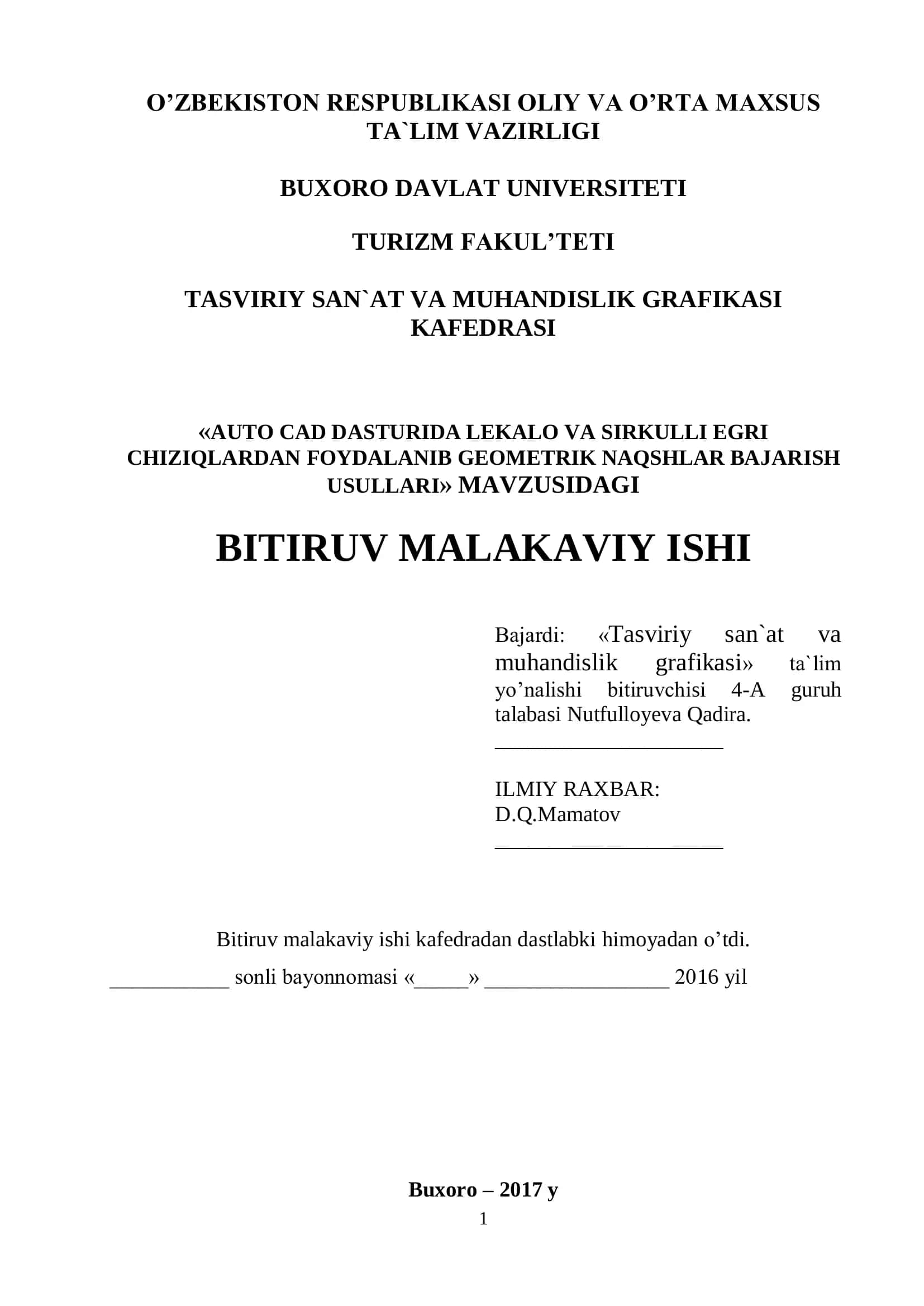 Tasviriy san`at va muhandislik grafikasi darslari