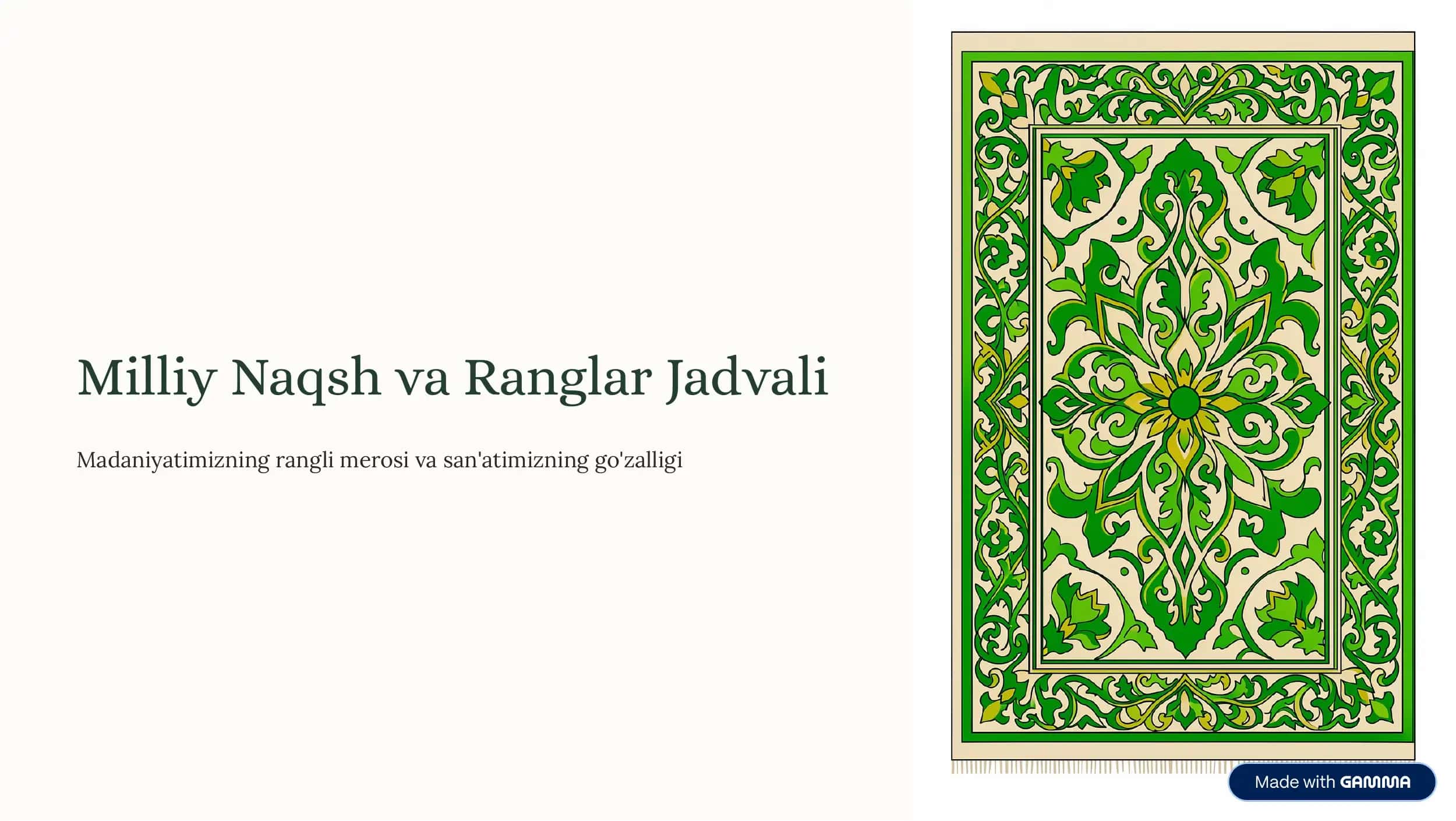 Milliy Naqsh va Ranglar Jadvali