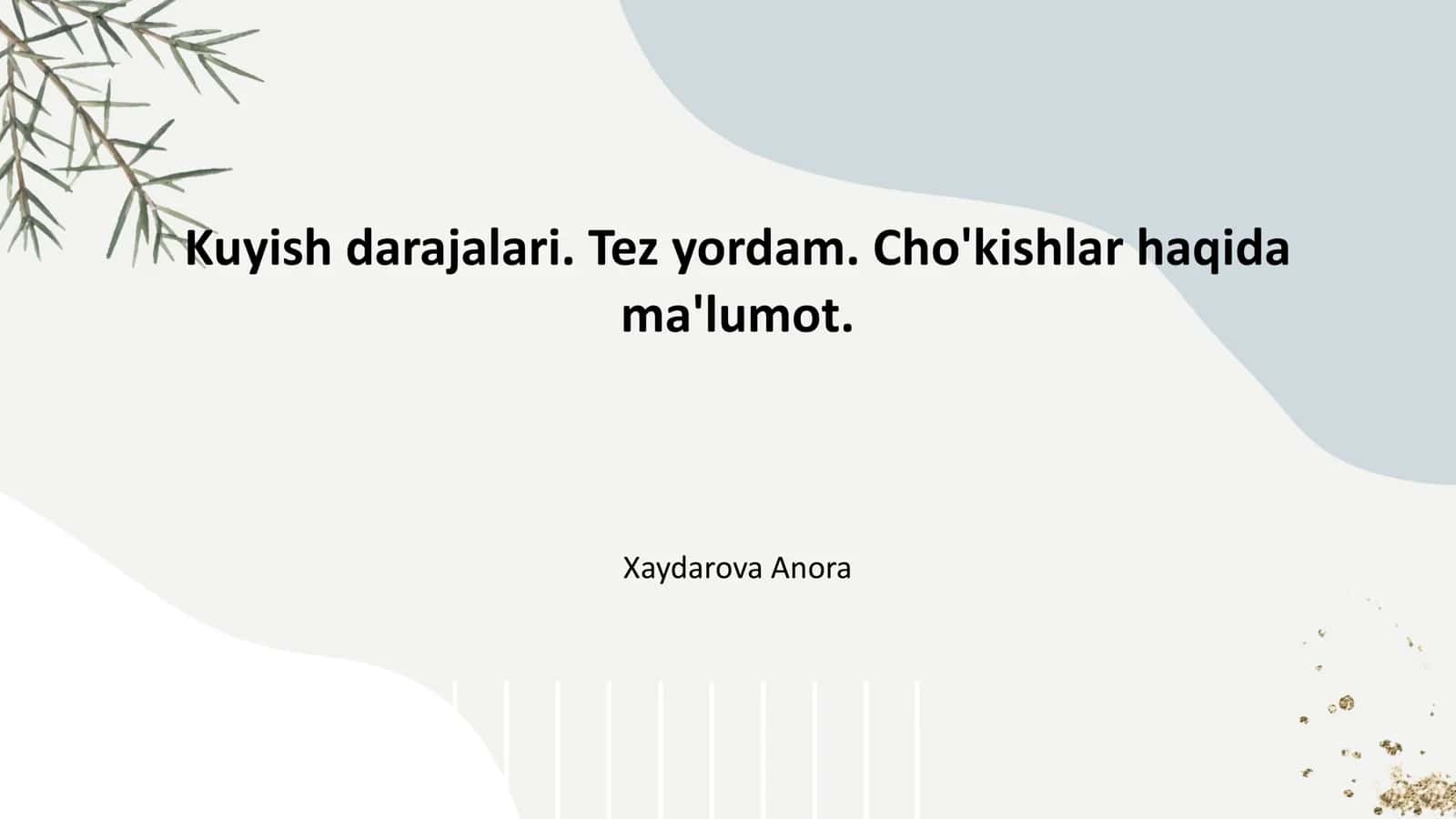 Kuyish darajalari. Tez yordam. Cho'kishlar haqida ma'lumot