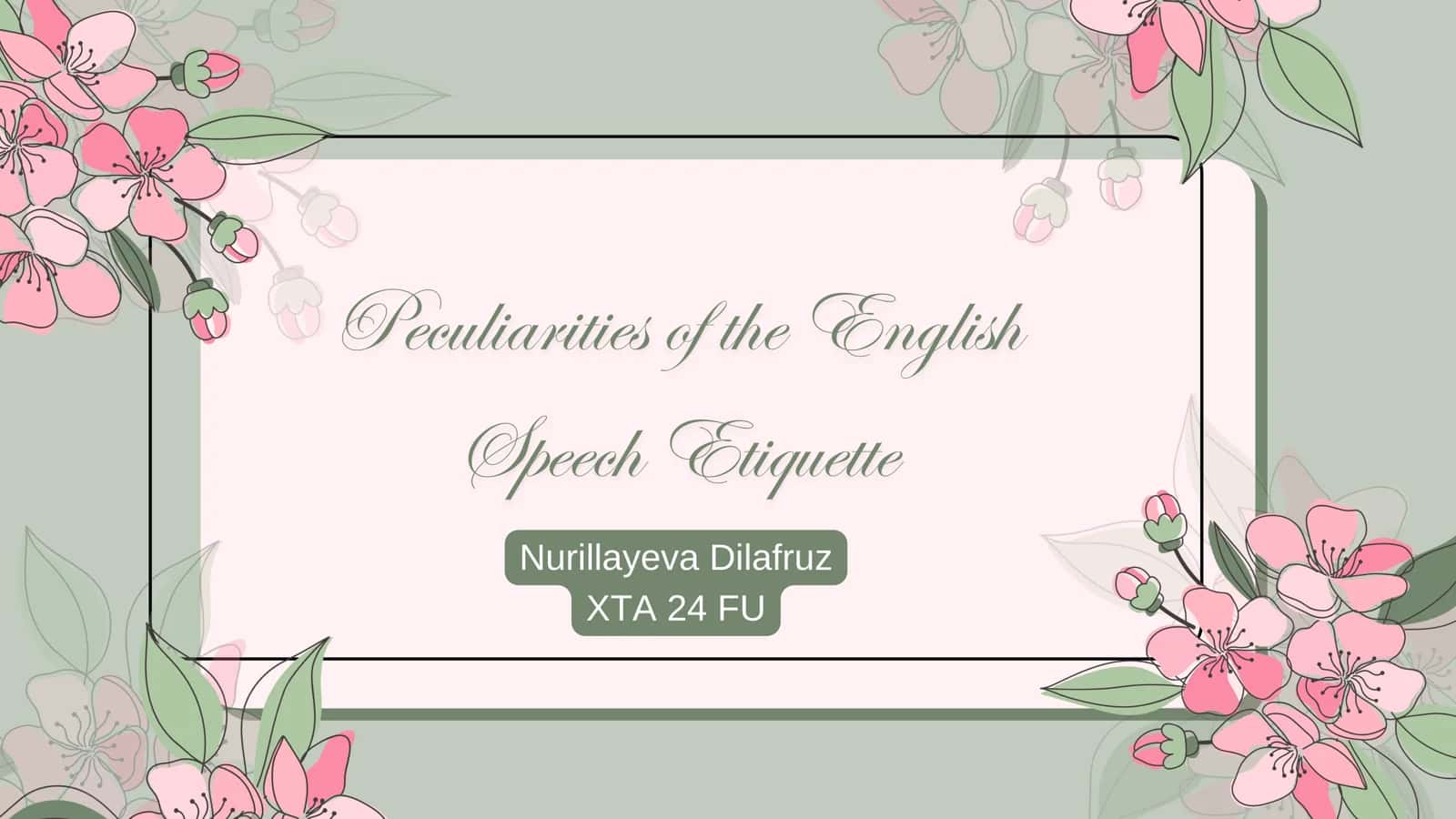 English Speech Etiquette