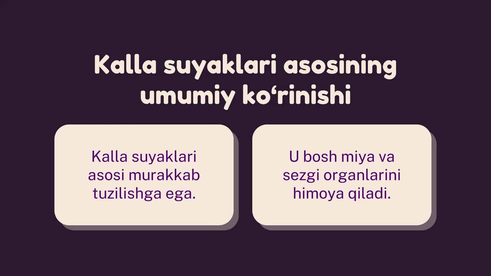 Kalla suyaklari asosining umumiy ko‘rinishi
