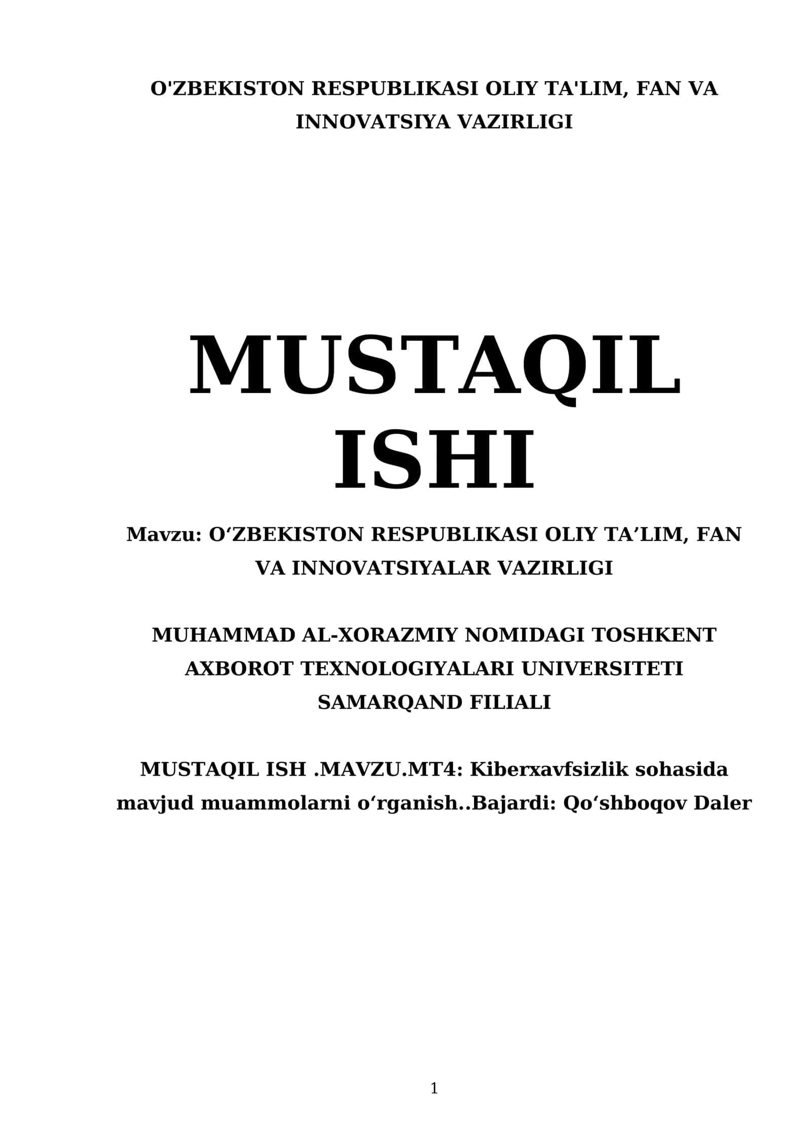 Kiberxavfsizlik sohasida mavjud muammolarni o‘rganish