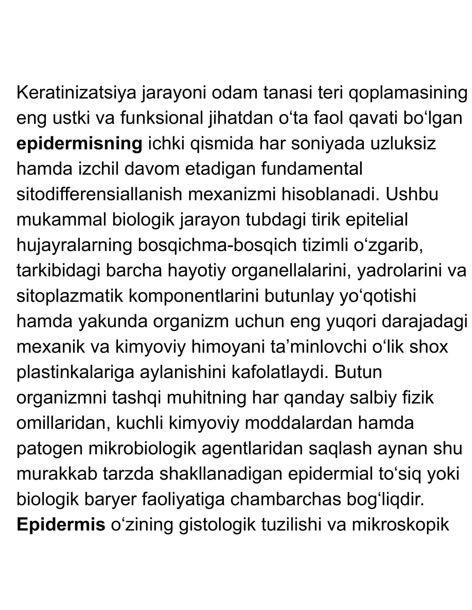 Keratinizatsiya jarayoni