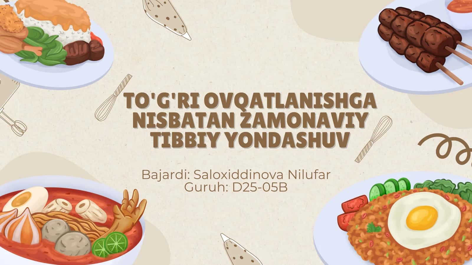 To'g'ri ovqatlanishga nisbatan zamonaviy tibbiy yondashuv