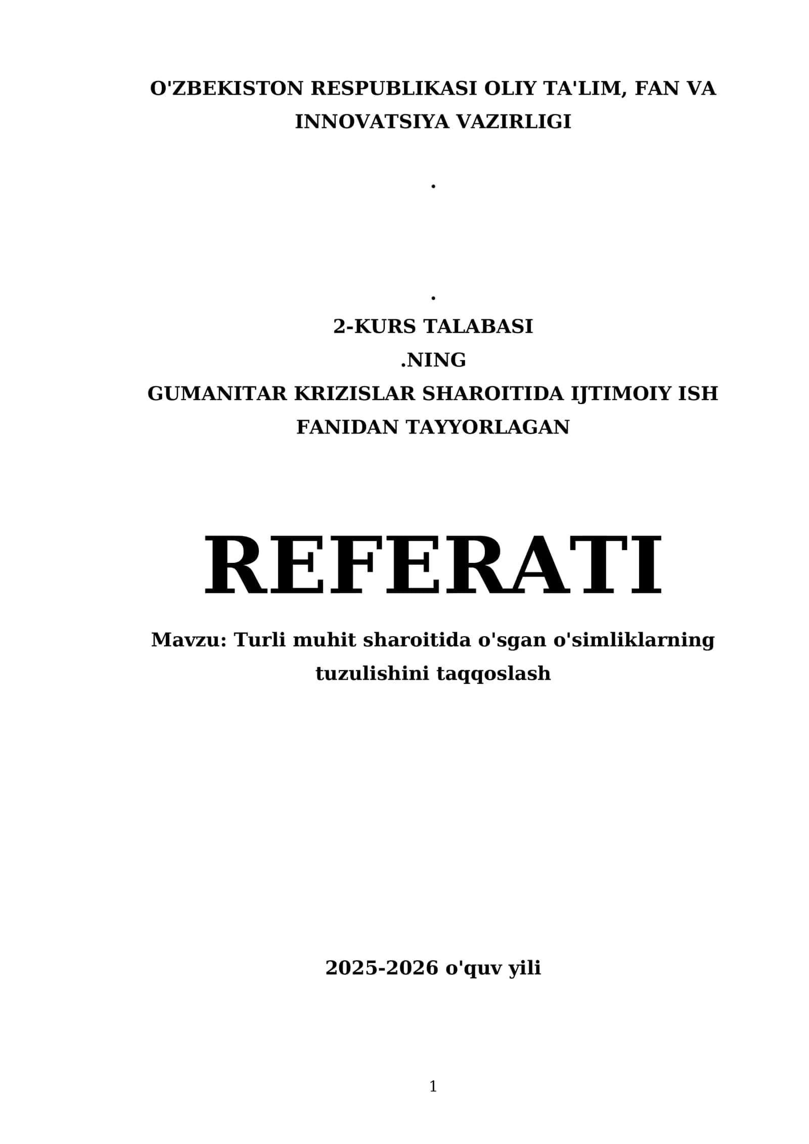 O'simliklarning tuzulishini taqqoslash