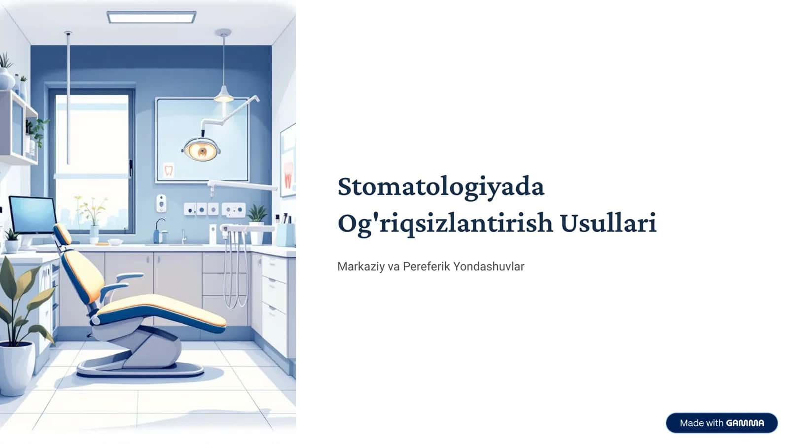 Stomatologiyada Og'riqsizlantirish Usullari