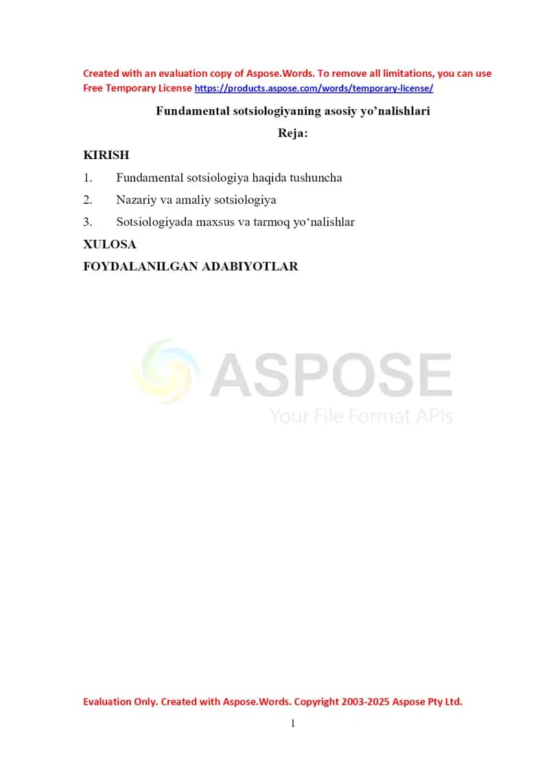 Fundamental sotsiologiyaning asosiy yo’nalishlari