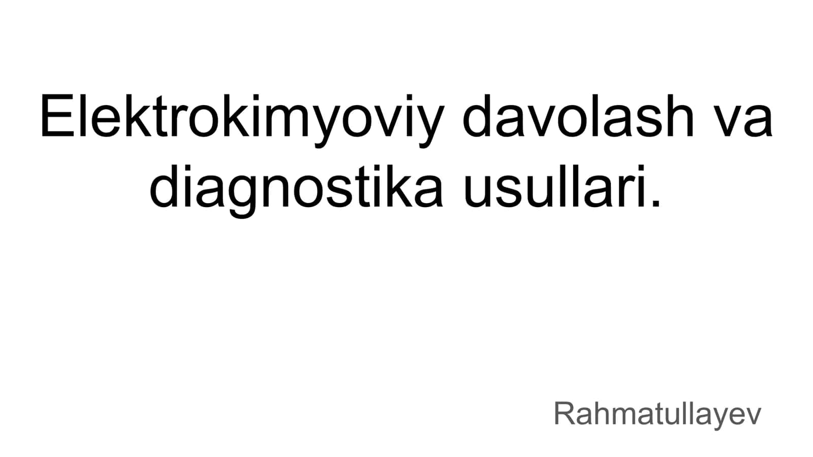 Elektrokimyoviy davolash va diagnostika usullari
