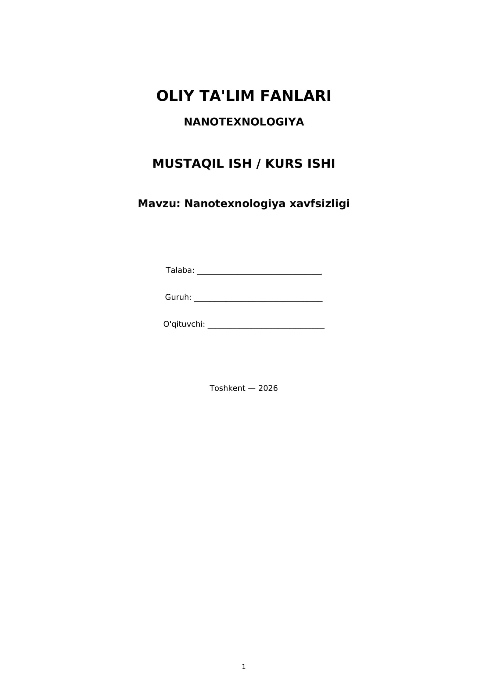 Nanotexnologiya xavfsizligi