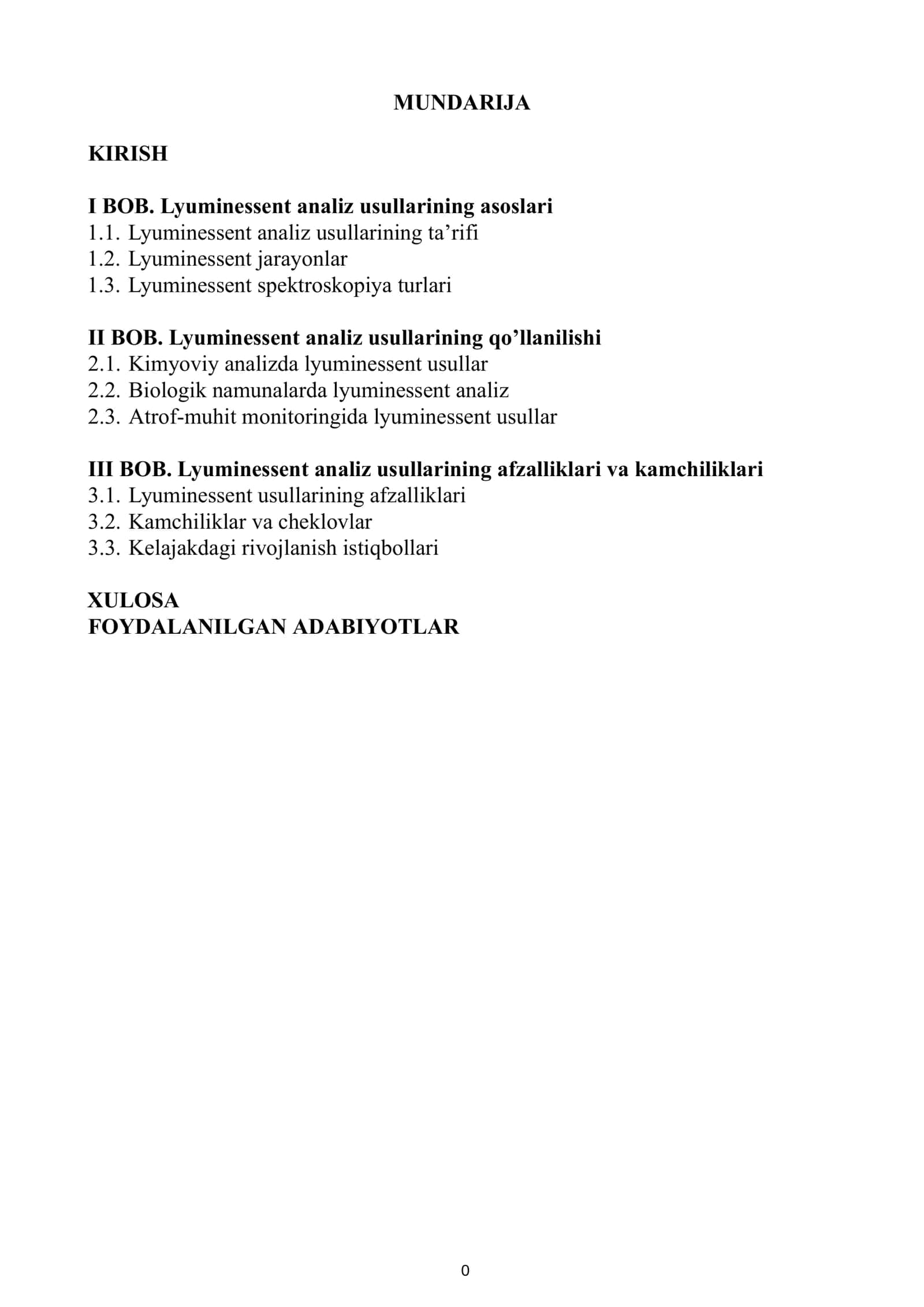 Lyuminessent analiz usullari