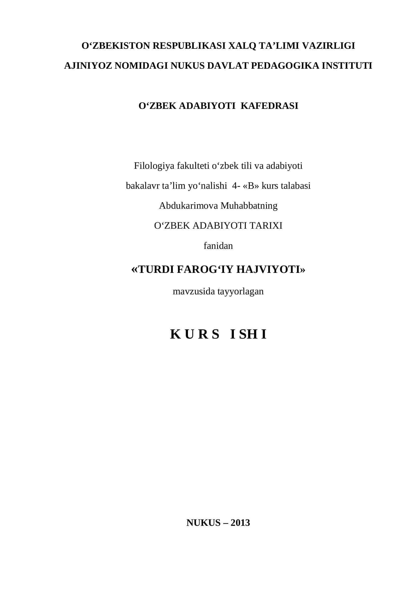 TURDI FAROG‘IY HAJVIYOTI