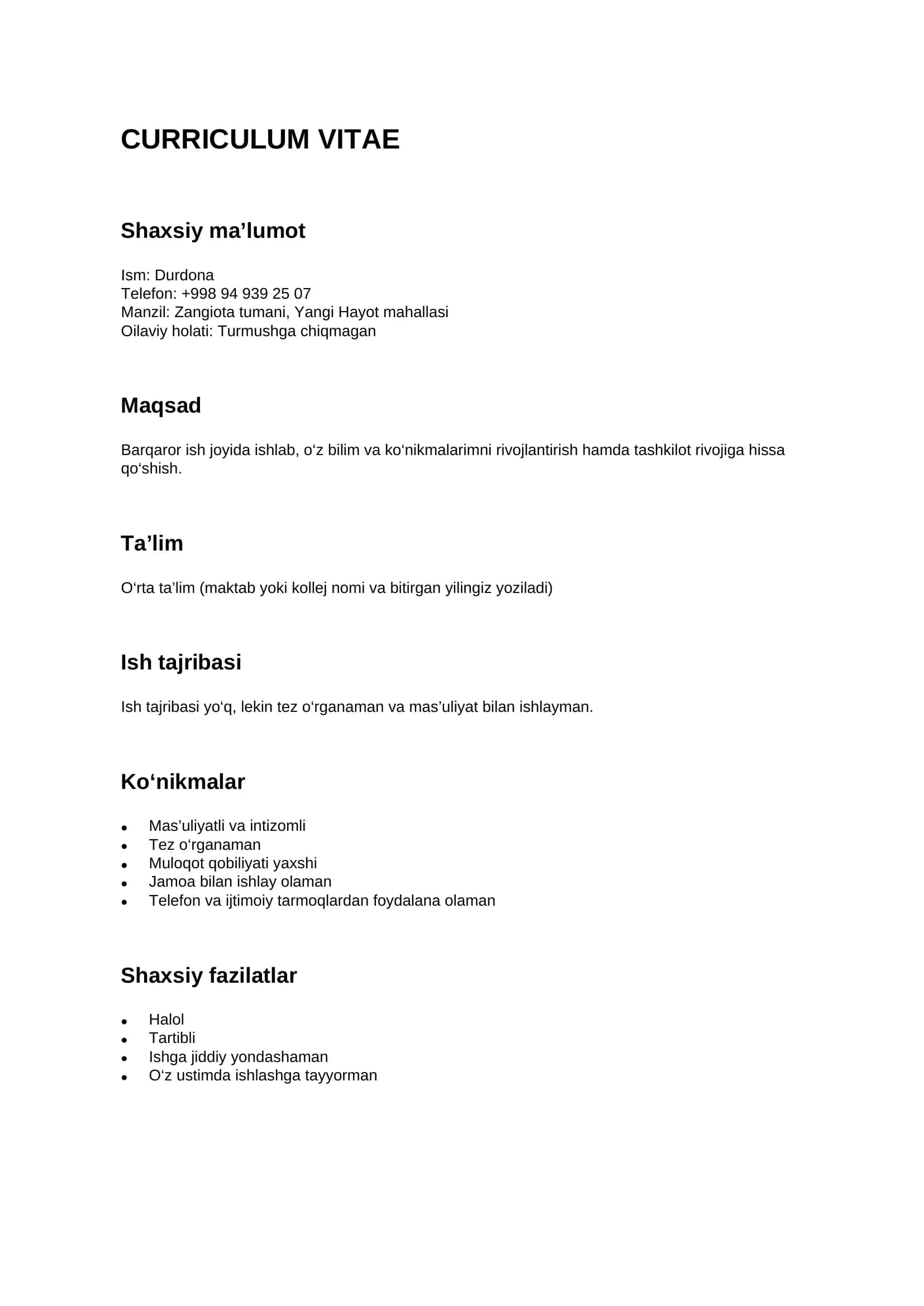 CURRICULUM VITAE