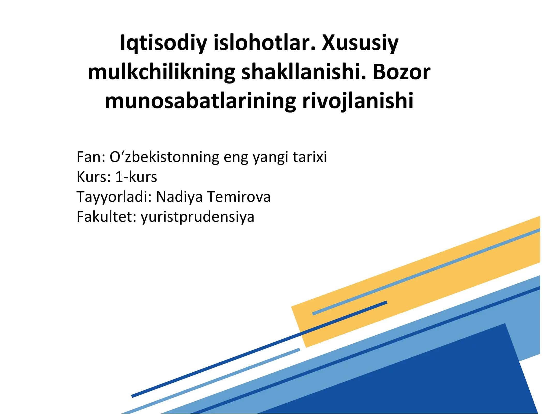 Iqtisodiy islohotlar