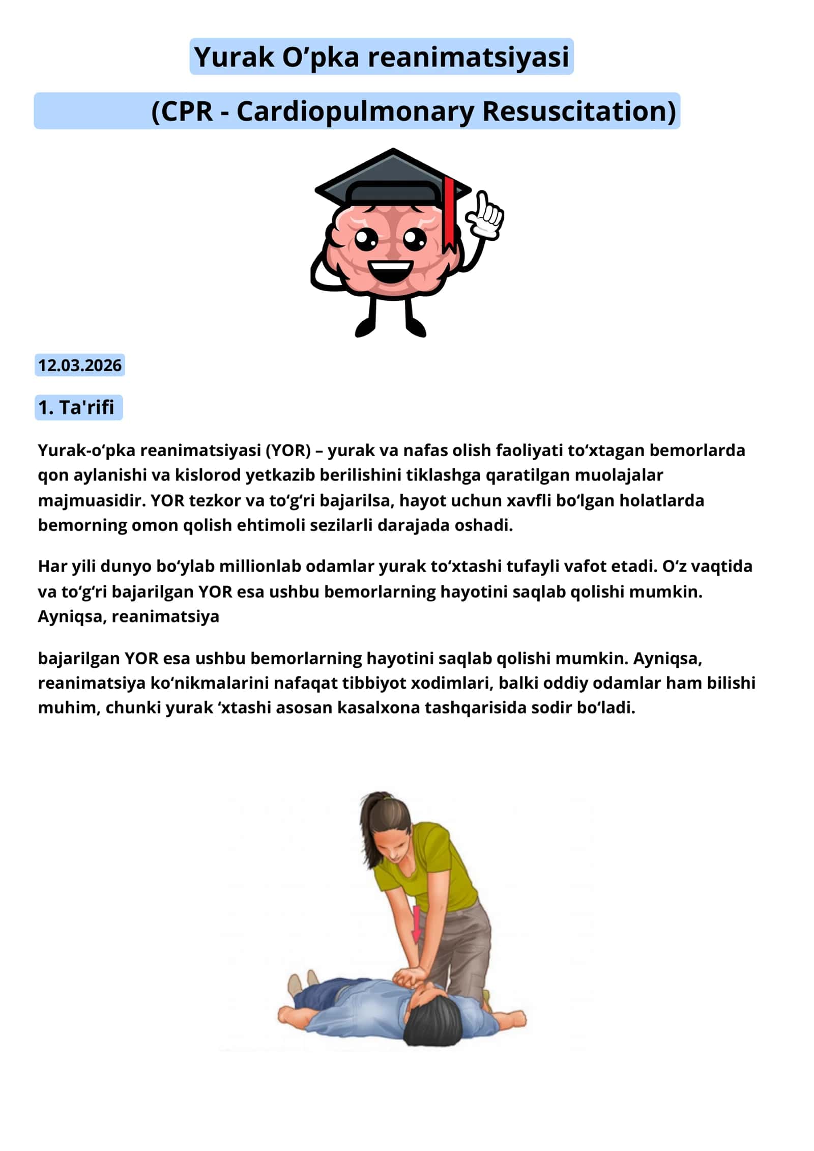 Yurak O’pka reanimatsiyasi