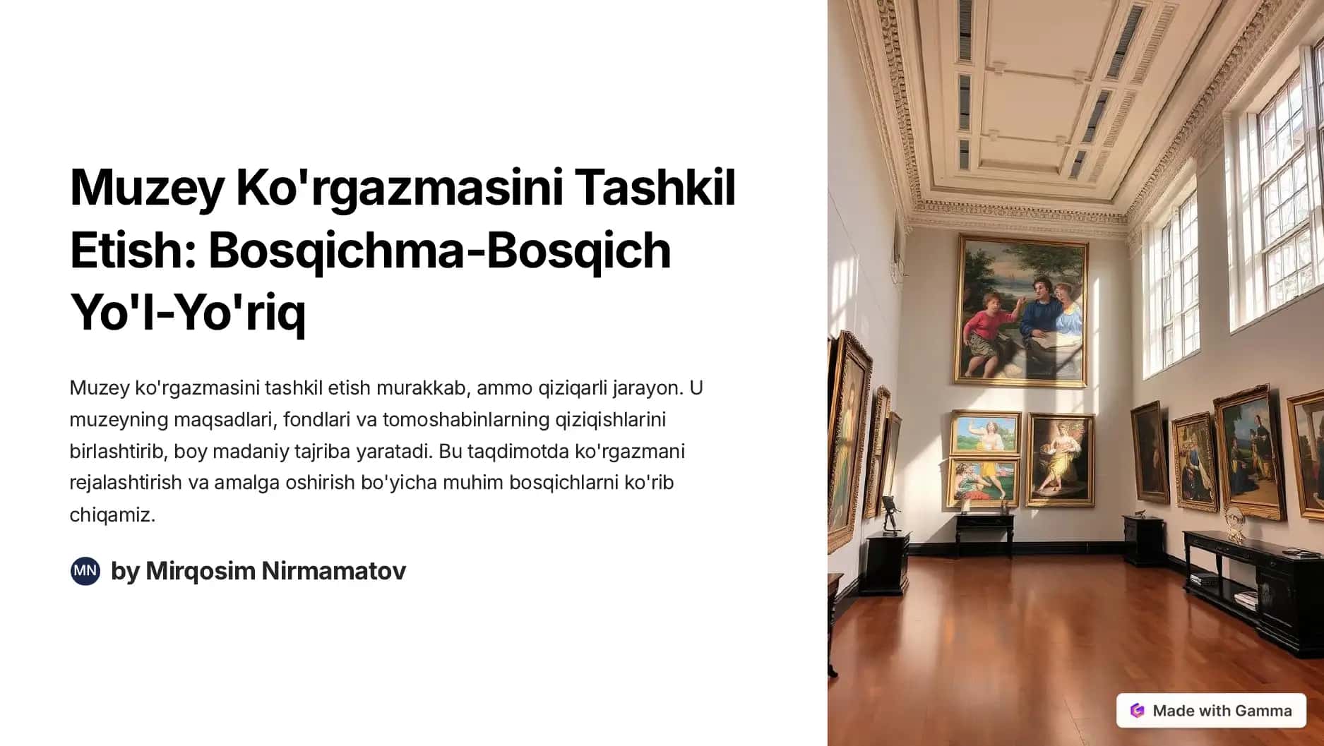 Muzey Ko'rgazmasini Tashkil Etish