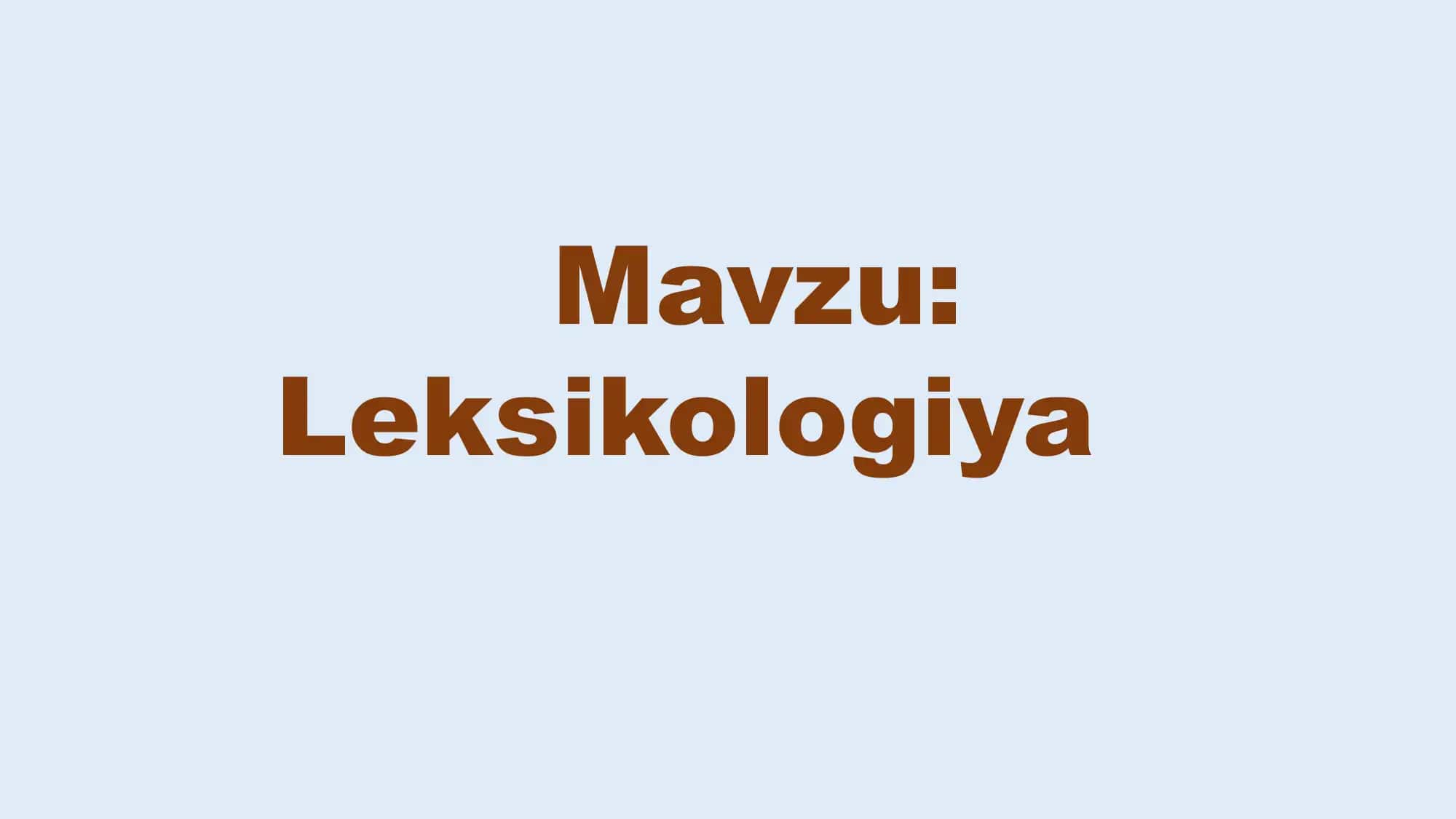 Leksikologiya