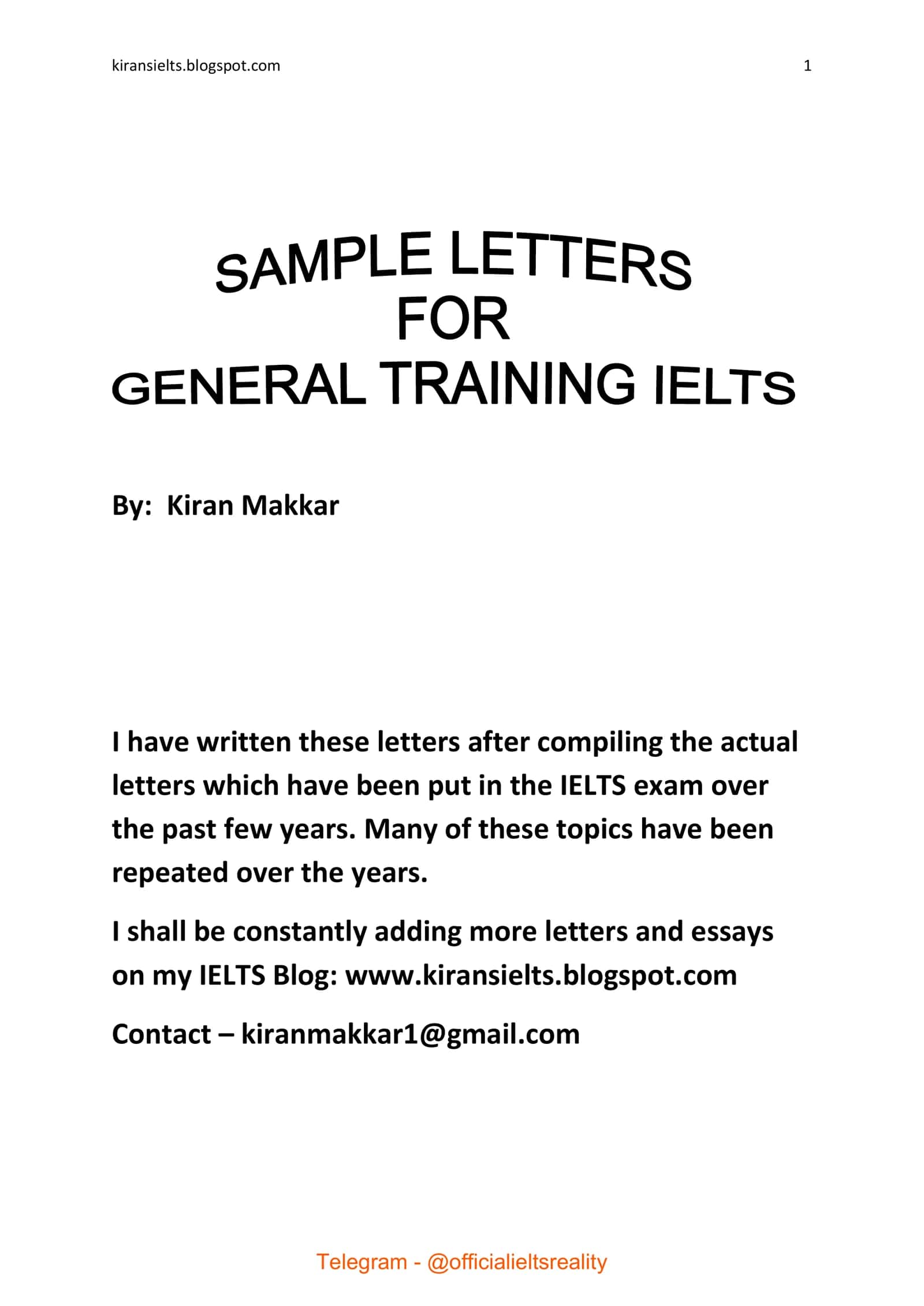 INGLIZ TILI-makkar general training letters.