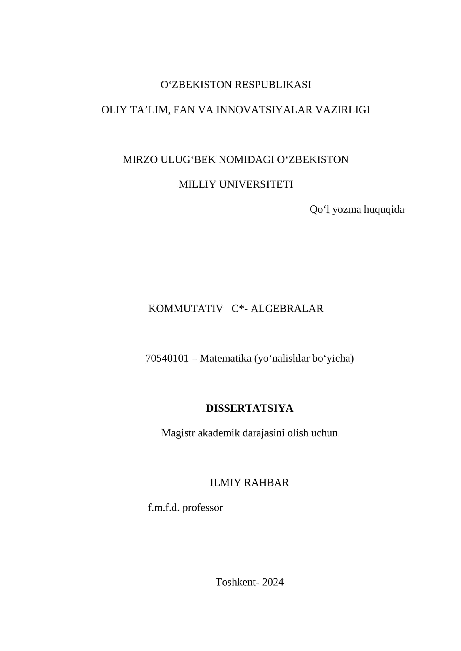 KOMMUTATIV C- ALGEBRALAR