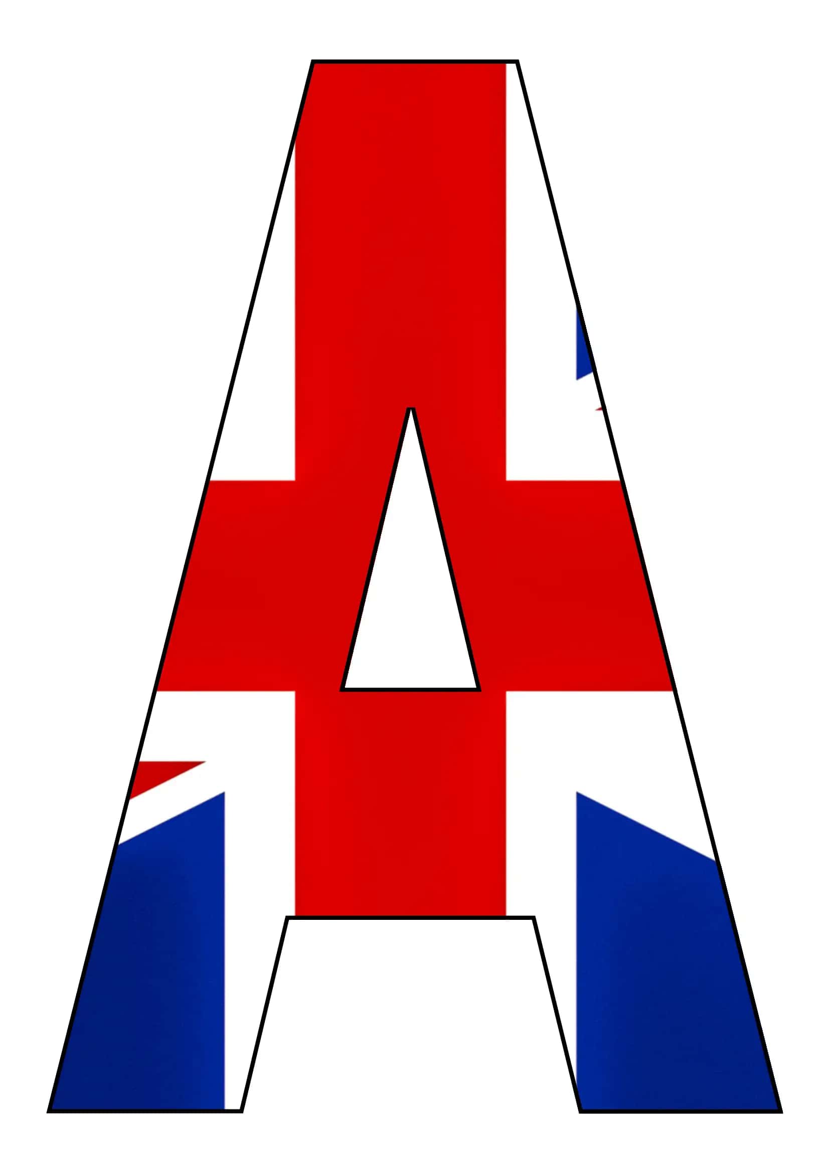 Harflar Buyuk Britaniya bayrog'i fonida
