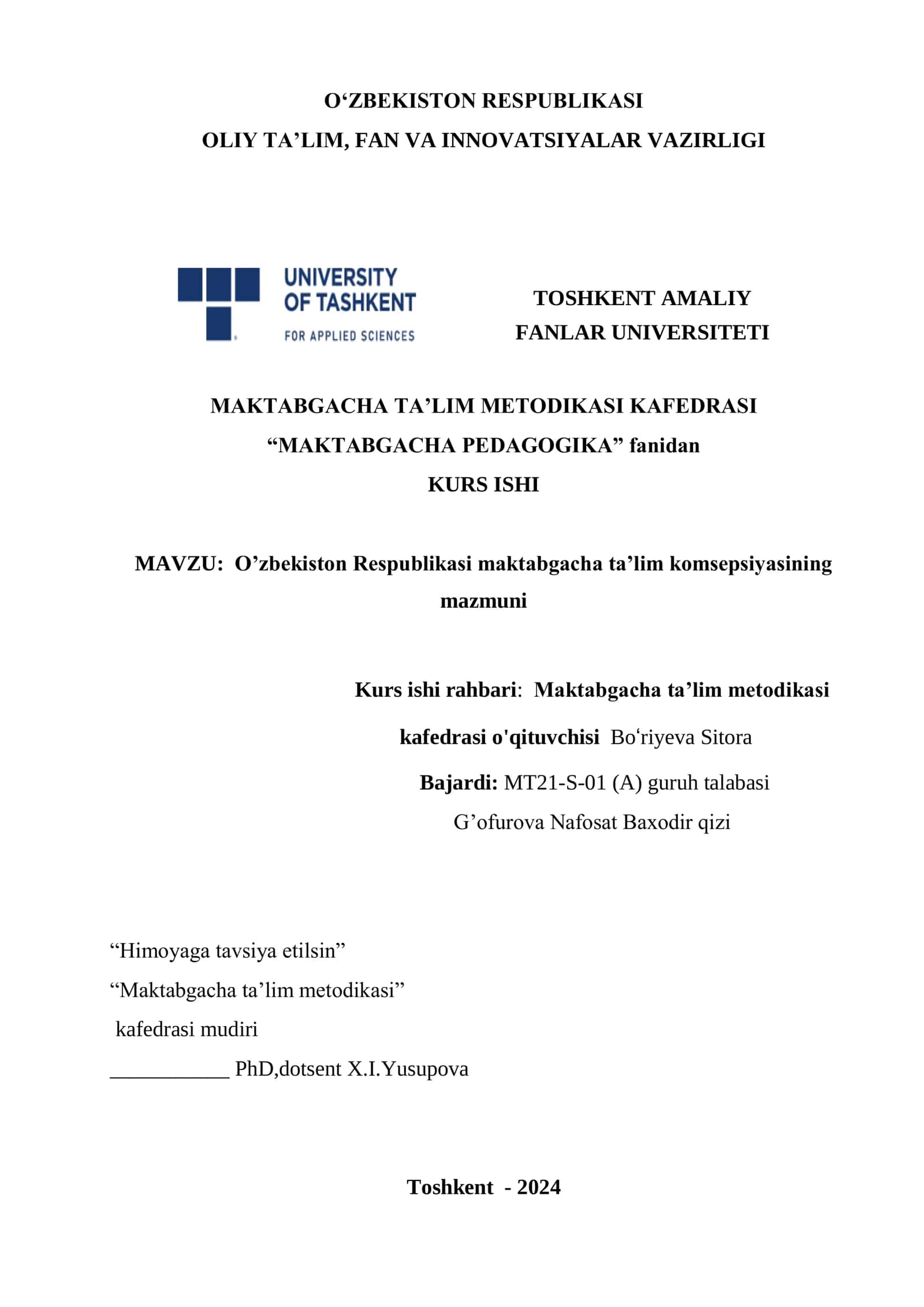 MAKTABGACHA PEDAGOGIKA