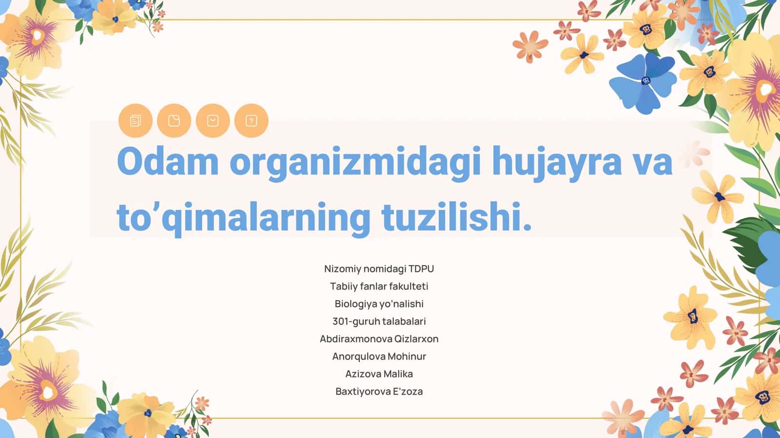 Nizomiy nomidagi TDPU Biologiya yo’nalishi